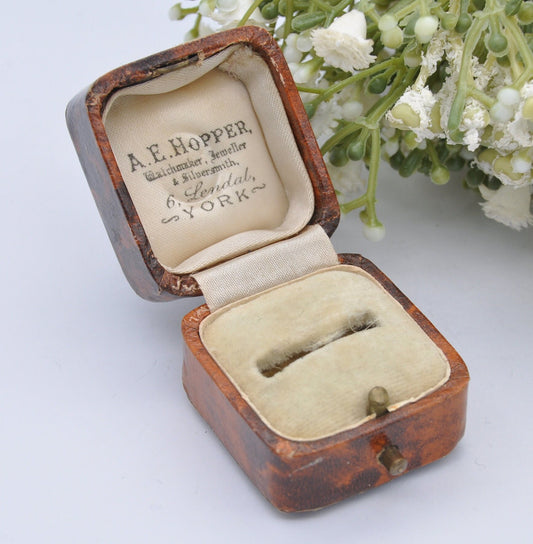 Antique Ring Box with Gold Tooling - Faux Tortoiseshell Effect | A. E. Hopper York Jewellers | Silk and Velvet Lined