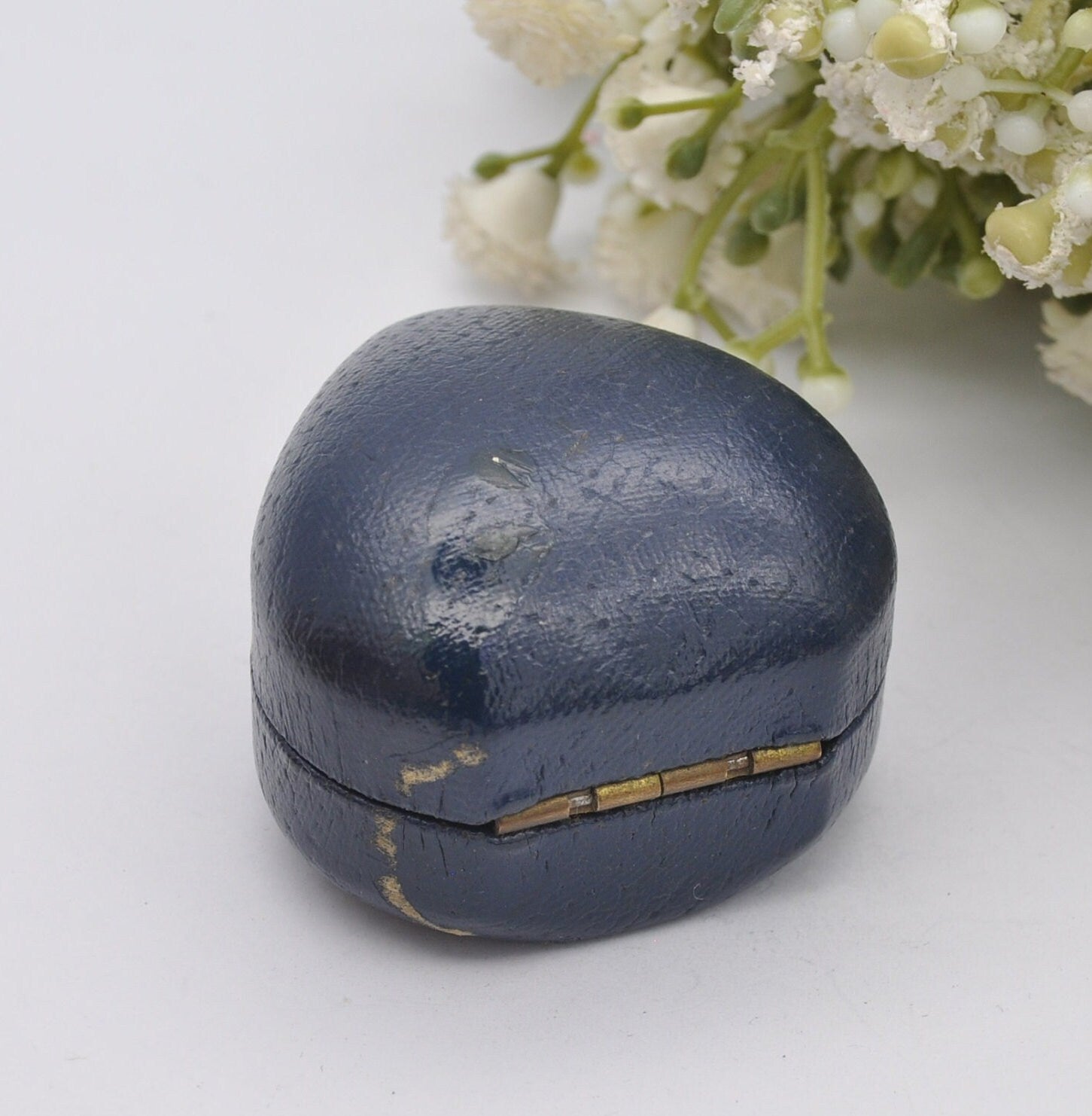 Vintage Blue Heart Ring Box - Lumbers Jewellers Banbury & Leicester | Velvet Lined | Leatherette