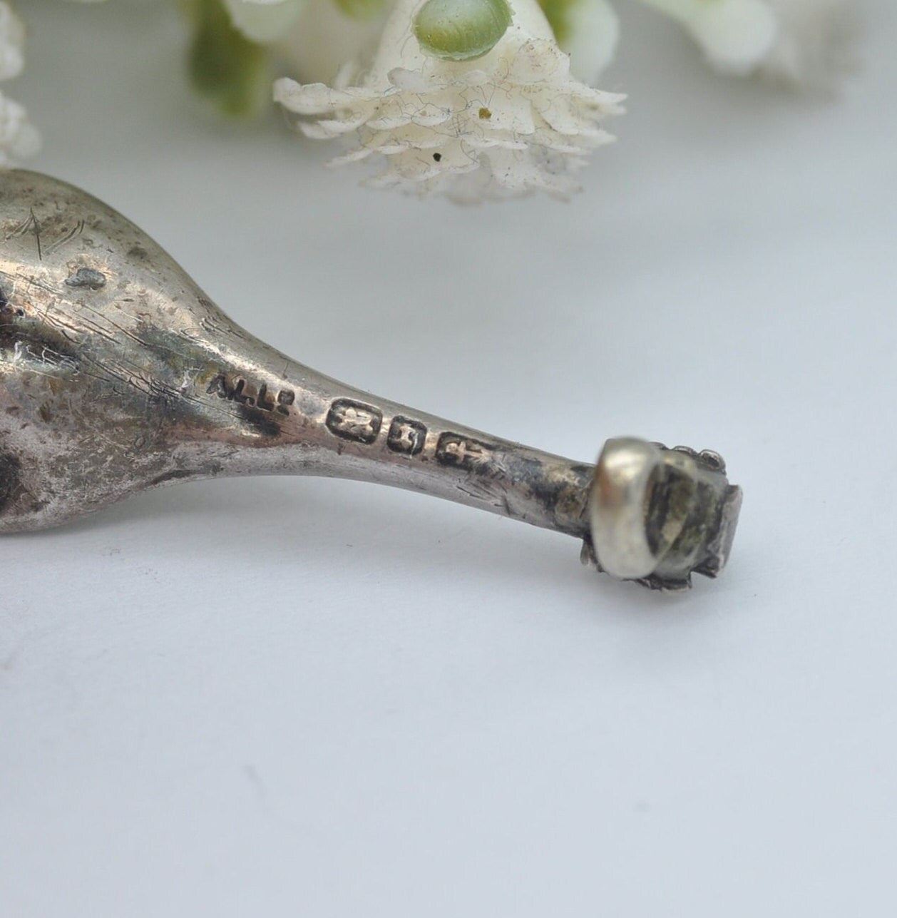 Antique Adie & Lovekin Sterling Silver Mandolin Lute Brooch 1893 - Victorian Novelty Musical Instrument Jewellery