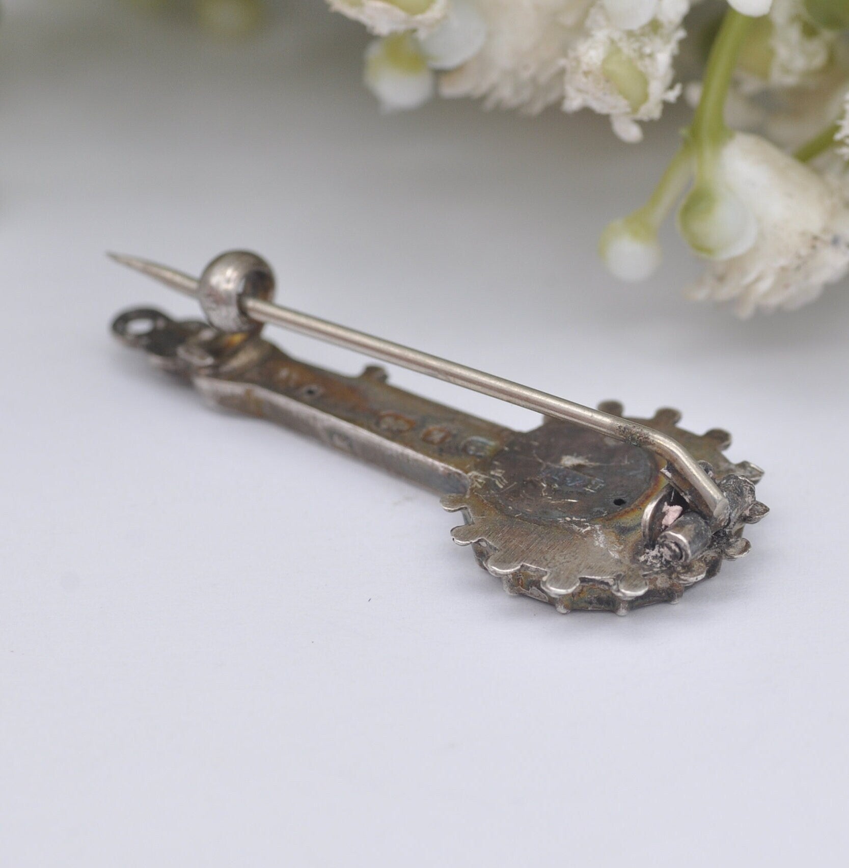 Antique Victorian Sterling Silver Banjo Brooch 1899 - Victorian Novelty Musical Instrument Jewellery