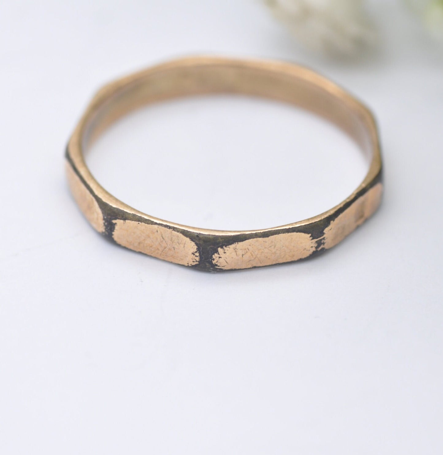 Antique Rolled Gold Squared Band Ring - Unusual Vintage Costume Jewellery | UK Size - U | US Size - 10