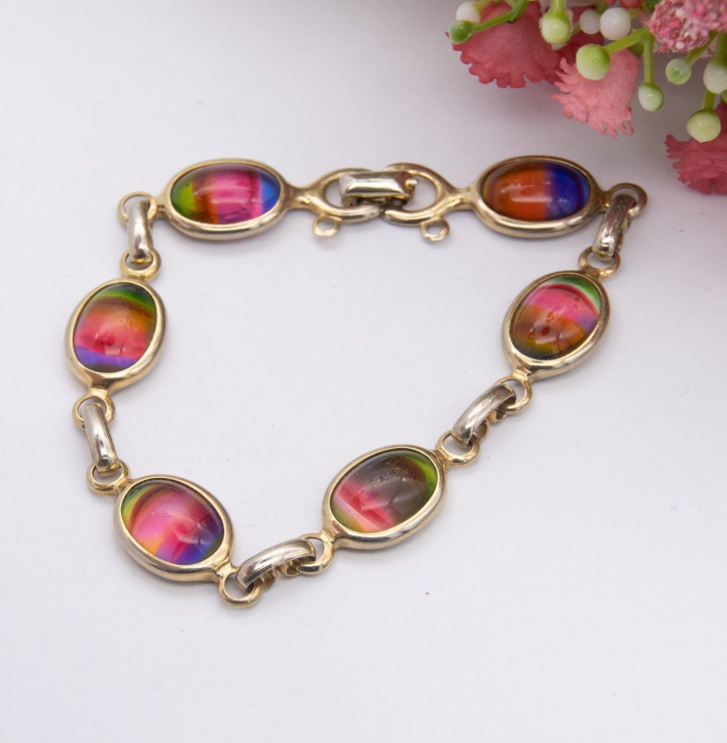 Vintage Sarah Coventry Rainbow Glass Bracelet - Signed Branded Jewellery | Mid-Century Designer