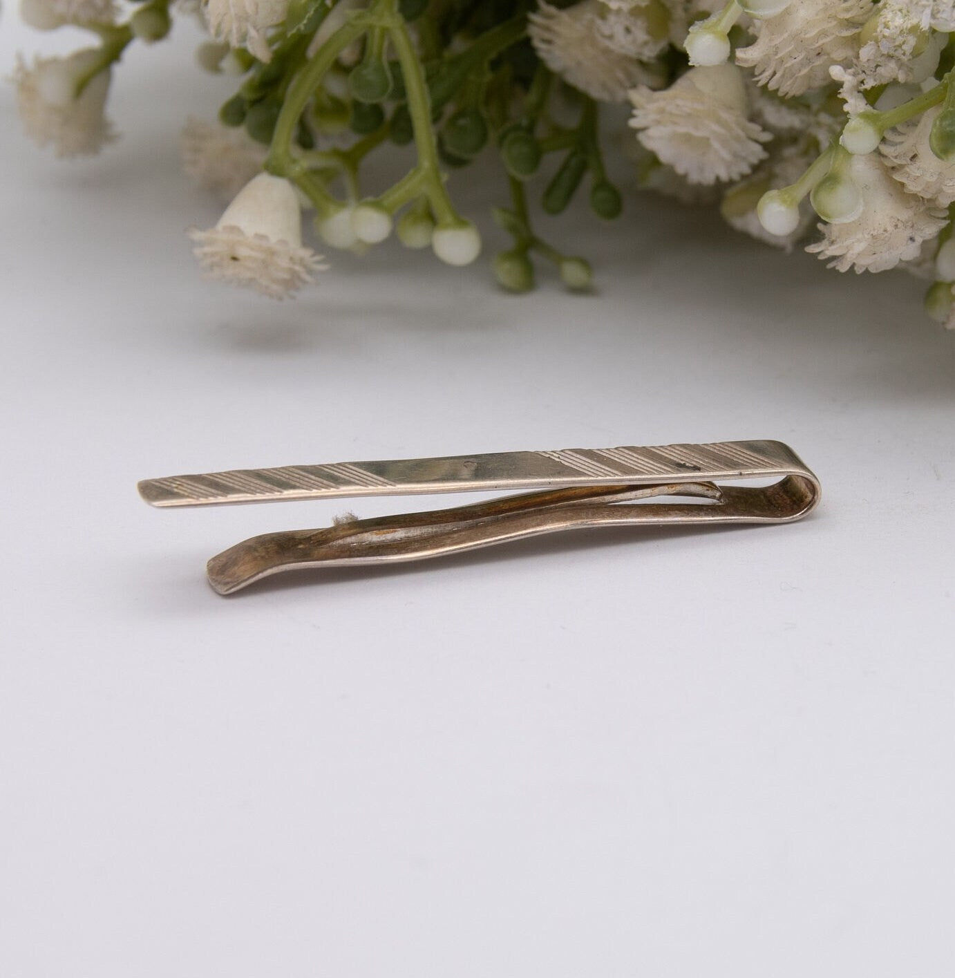 Vintage Silver Tie Clip - Professional Mid-Century Men's Tie Slide