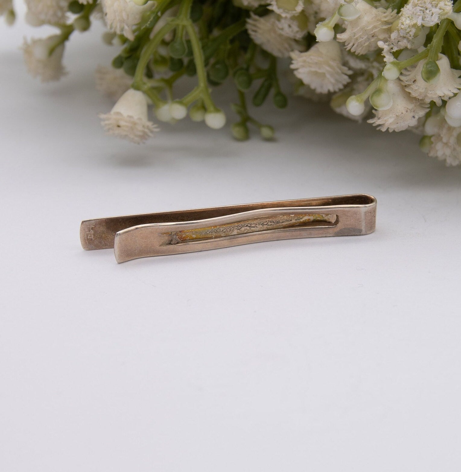 Vintage Silver Tie Clip - Professional Mid-Century Men's Tie Slide
