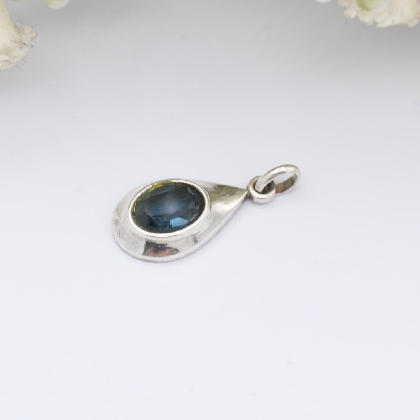 Vintage Andreas Daub A*D Sterling Silver Blue Paste Pendant - Minimal Mid-Century Modernist