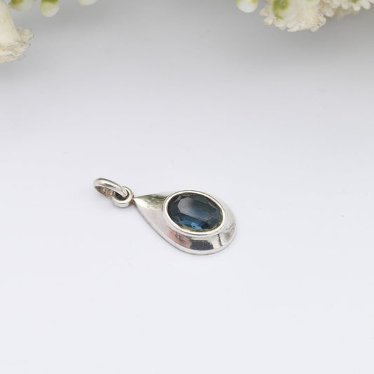 Vintage Andreas Daub A*D Sterling Silver Blue Paste Pendant - Minimal Mid-Century Modernist