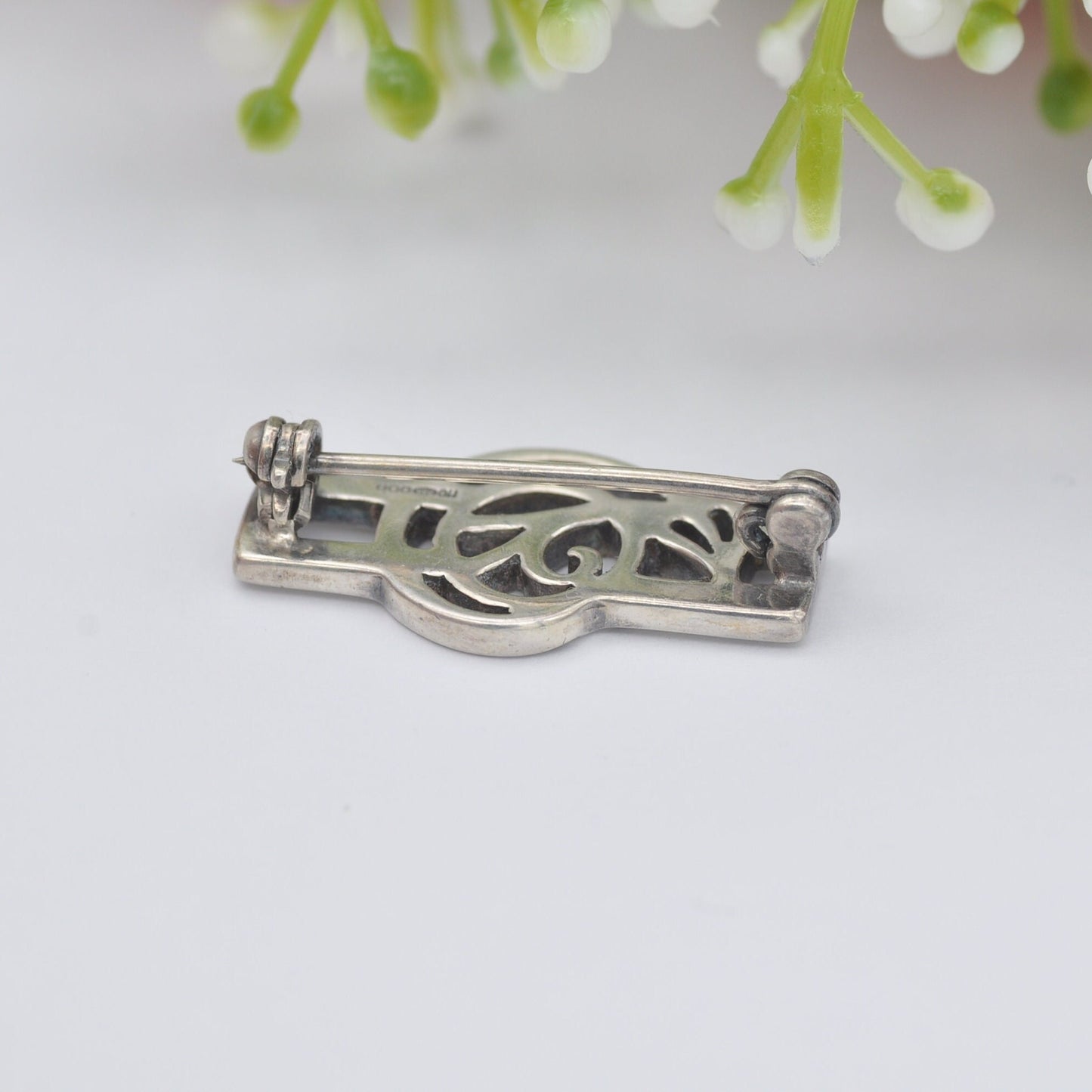 Vintage Scottish Sterling Silver Celtic Flower Brooch 1999