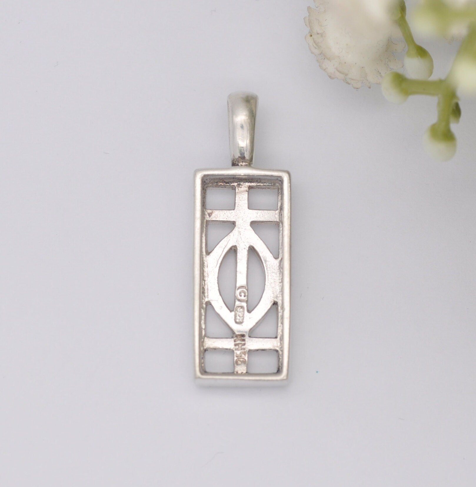 Vintage Kit Heath Sterling Silver Celtic Openwork Pendant 1990s - Rectangle Symbol
