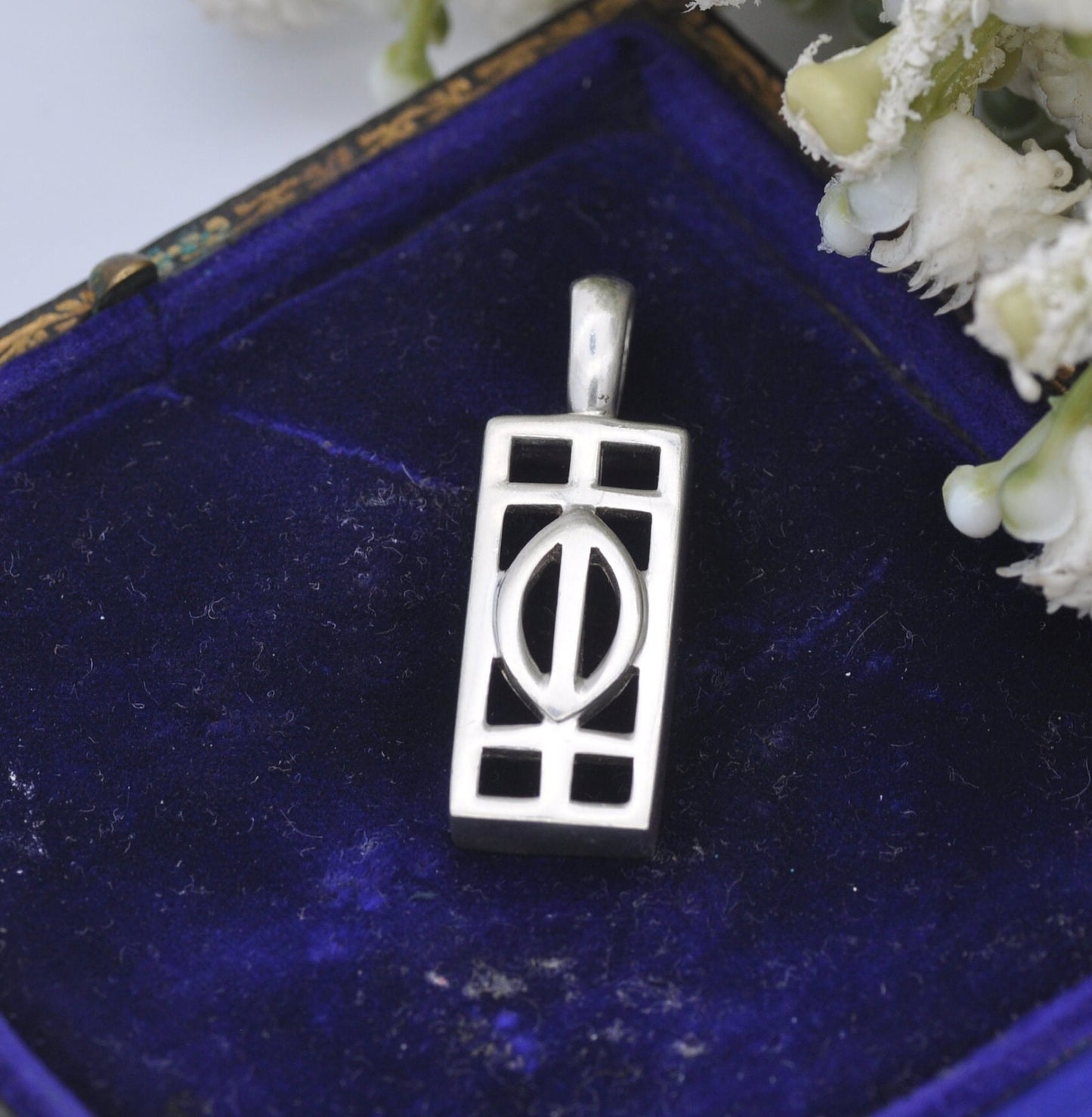 Vintage Kit Heath Sterling Silver Celtic Openwork Pendant 1990s - Rectangle Symbol