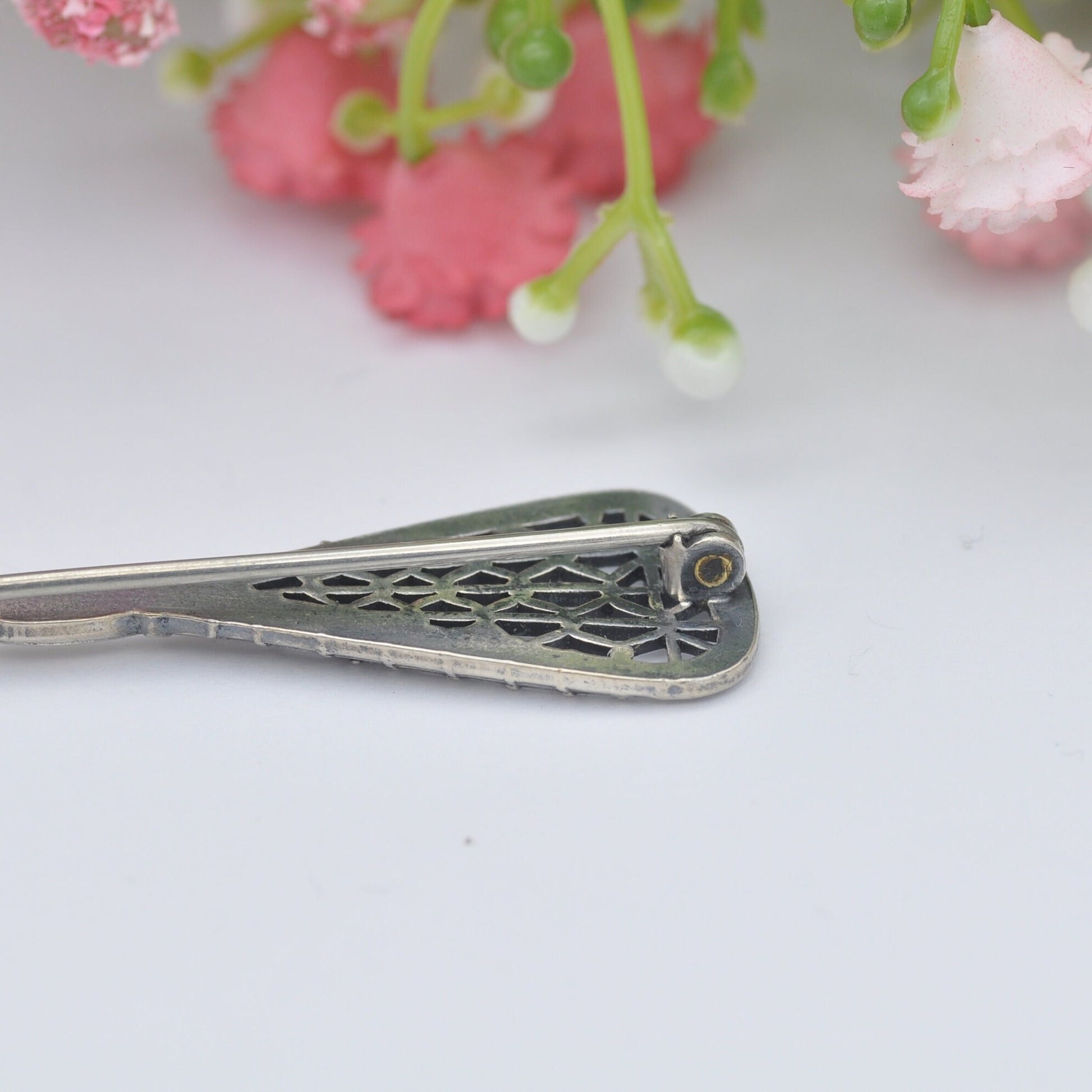 Vintage Sterling Silver Lacrosse Stick Brooch - Large Crosse Novelty Sports Pin