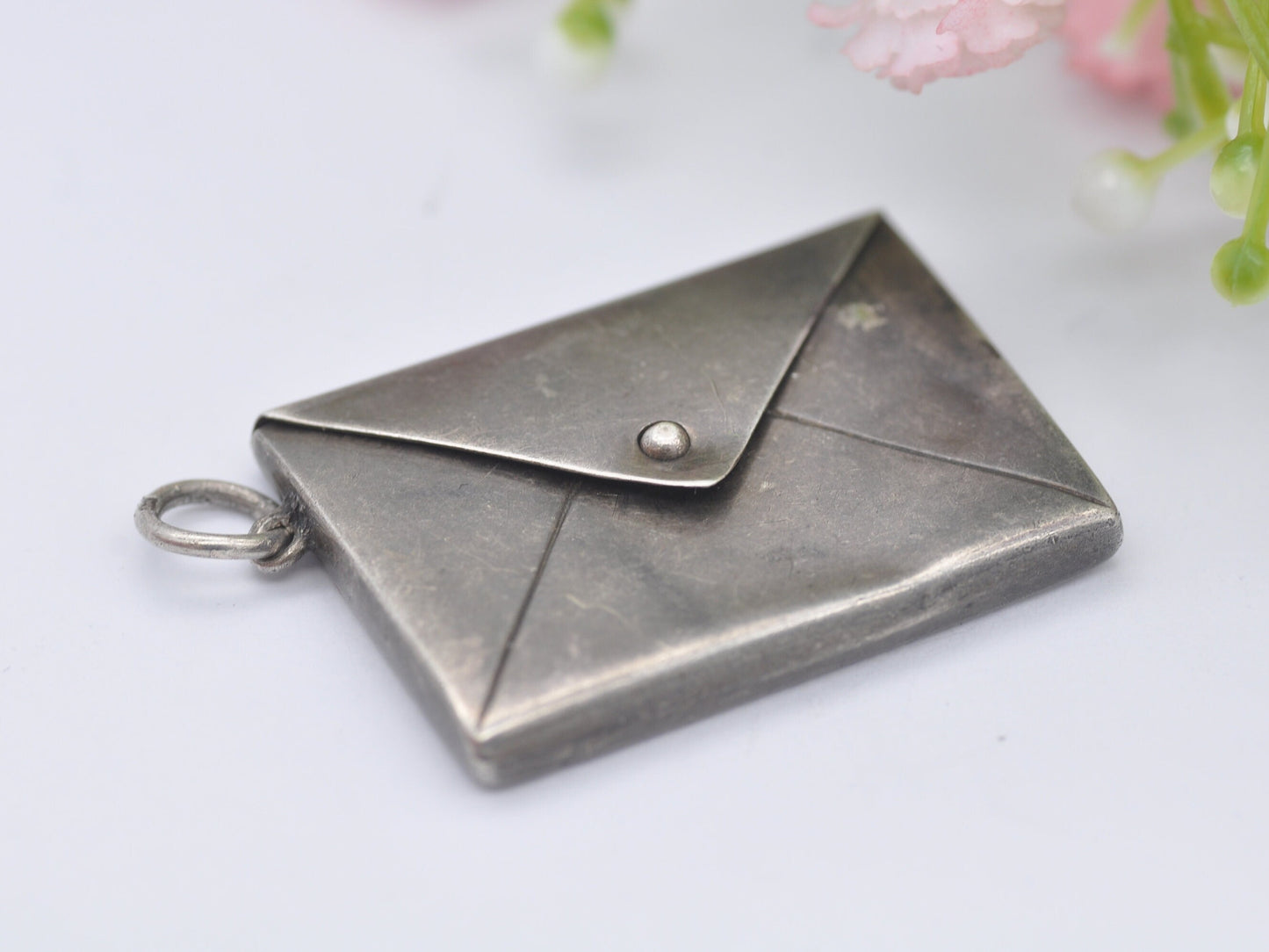 Antique Edwardian Sterling Silver Stamp Case Pendant by William Manton 1915 - Opening Envelope Shaped | Chester Hallmarks