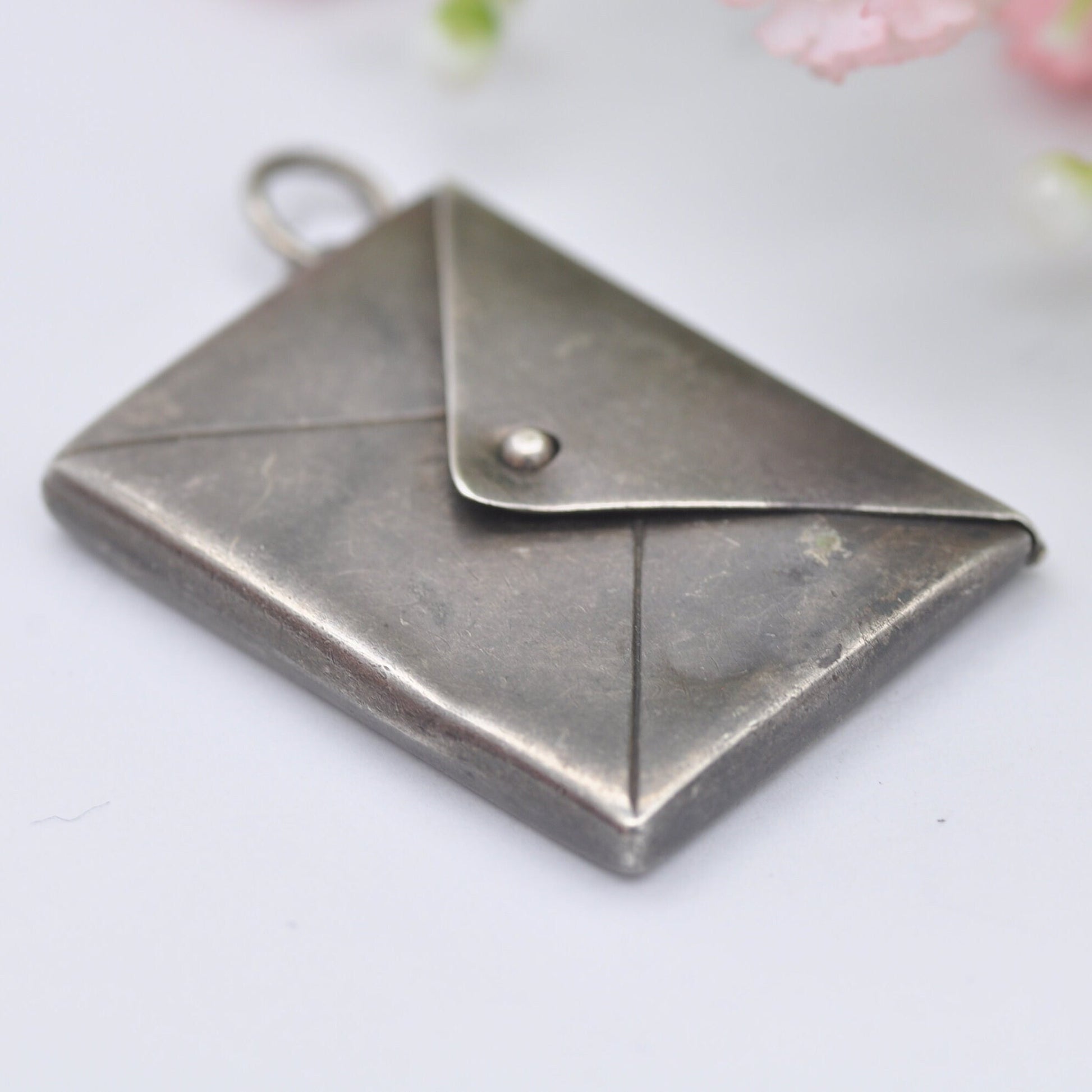 Antique Edwardian Sterling Silver Stamp Case Pendant by William Manton 1915 - Opening Envelope Shaped | Chester Hallmarks