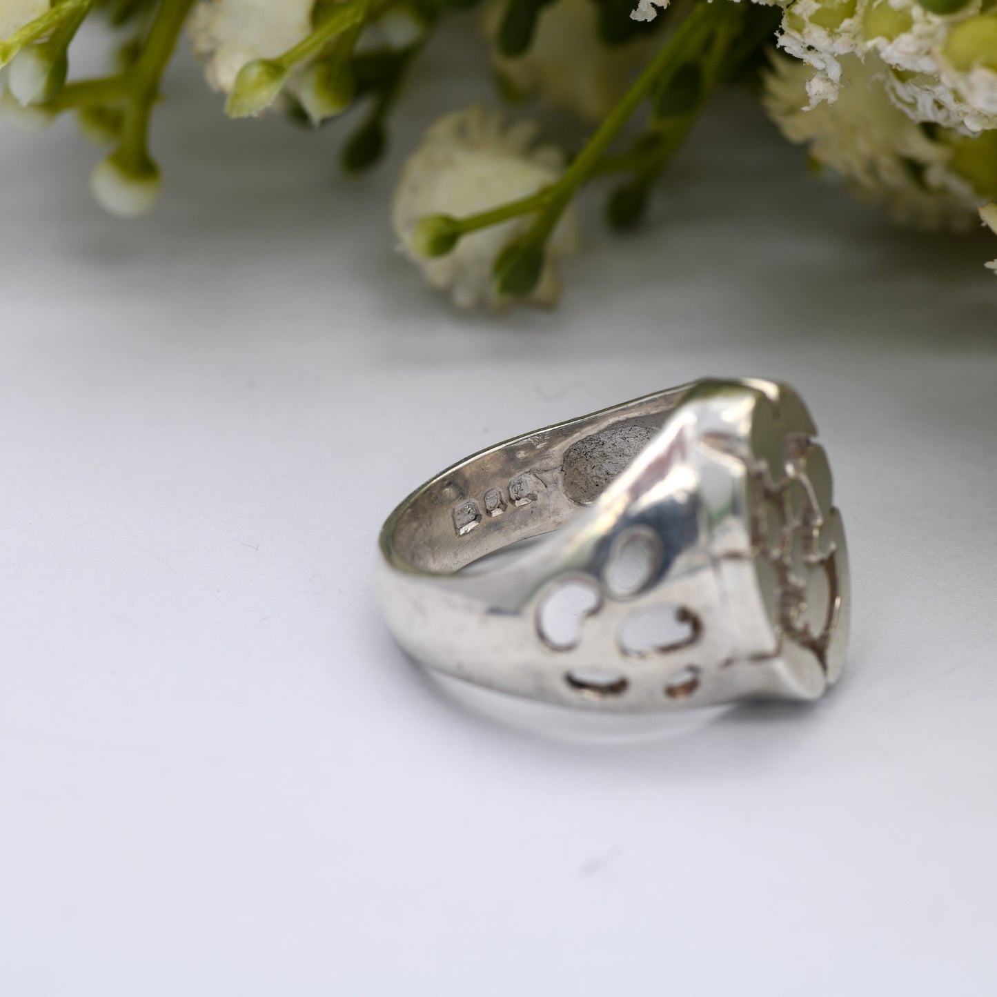 Vintage Chunky Sterling Silver Mid-Century Ring 1971 - Brutalist Architectural | Sculptural Crater Design | UK Size M 1/2 | US Size 6 1/2