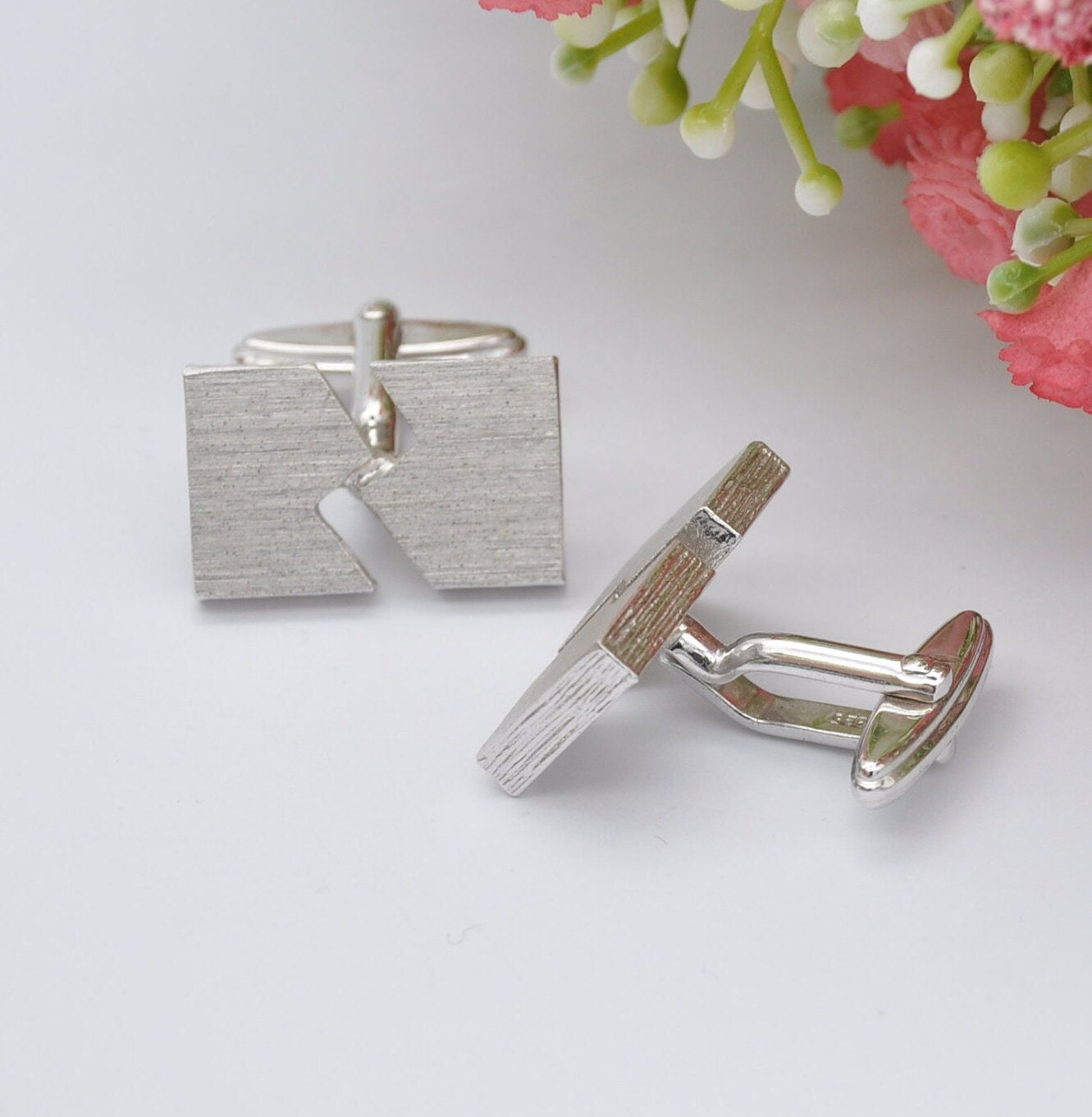 Sterling Silver Abstract Cufflinks - Chunky Mid-Century Style Jewellery