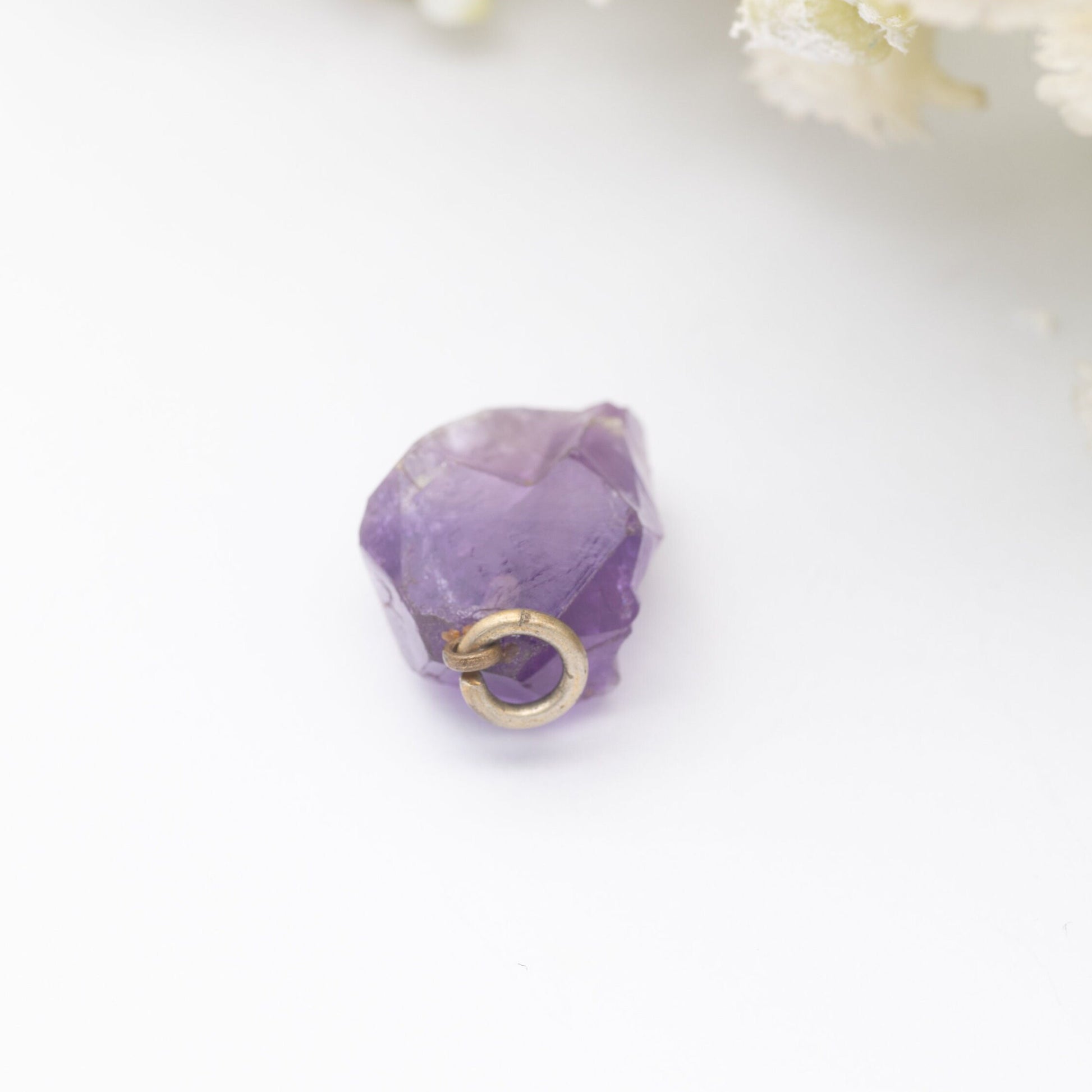 Vintage Amethyst Pendant - Faceted Rough Cut Gemstone | February Birthstone Birthday Gift