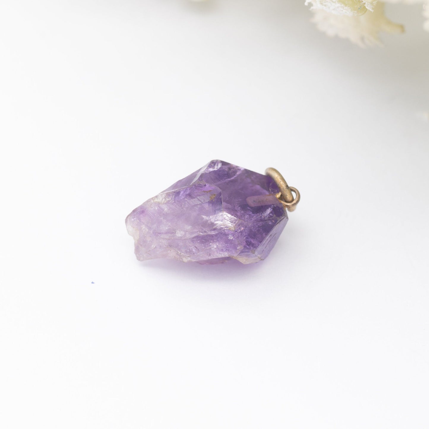 Vintage Amethyst Pendant - Faceted Rough Cut Gemstone | February Birthstone Birthday Gift