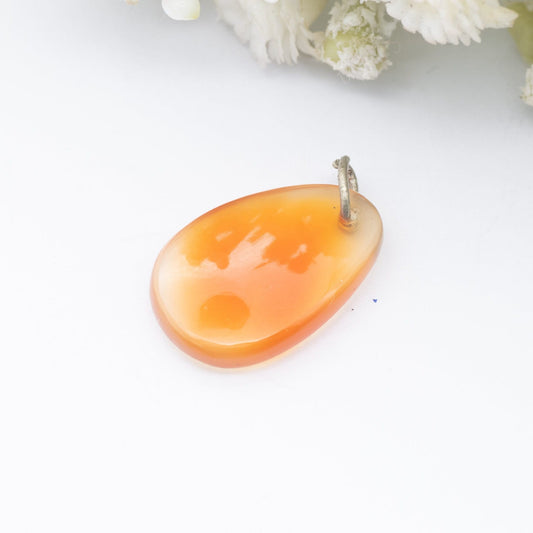 Vintage Carnelian Pendant - Smooth Cut Gemstone | Tumbled Stone Necklace Charm