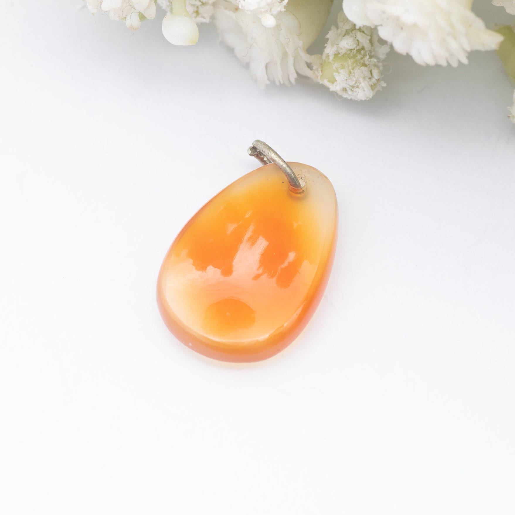 Vintage Carnelian Pendant - Smooth Cut Gemstone | Tumbled Stone Necklace Charm