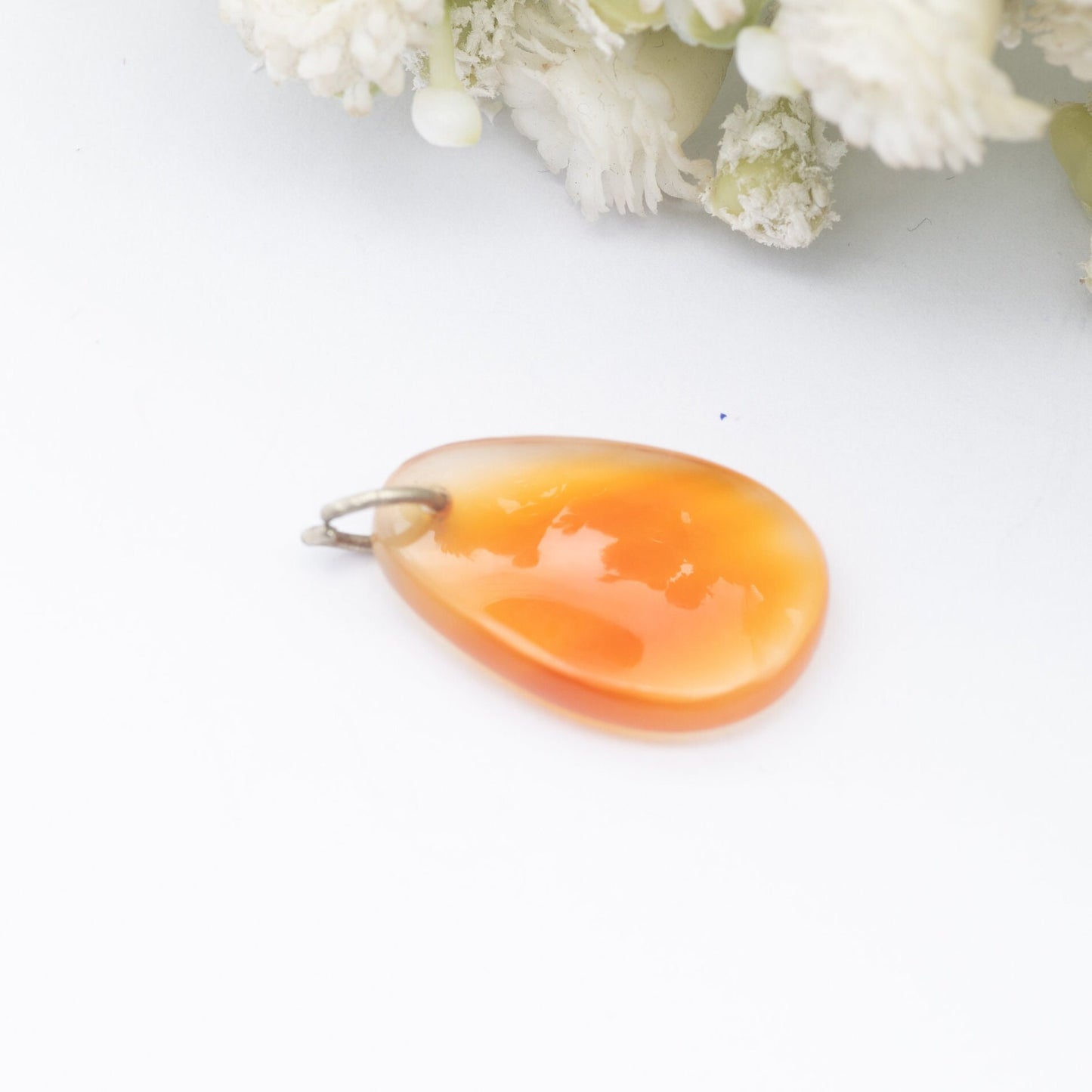 Vintage Carnelian Pendant - Smooth Cut Gemstone | Tumbled Stone Necklace Charm