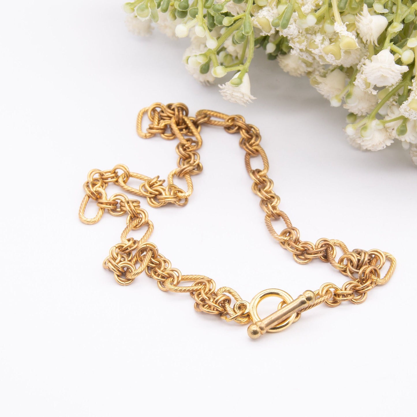 Vintage Necklace Bracelet Earrings Matching Set in a Box - Fancy Figaro Chain Link | Twisted Design | Parure Jewellery Set