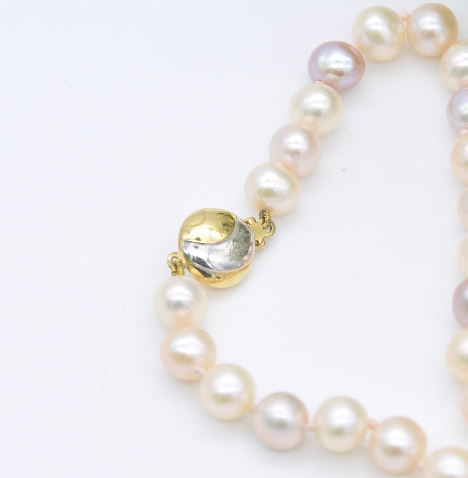 Vintage 9ct Gold Clasp Pearl Necklace - Princess Length 19" 48cm | Round Cultured Pearl Beads | Individually Knotted | JKa K��hle Germany