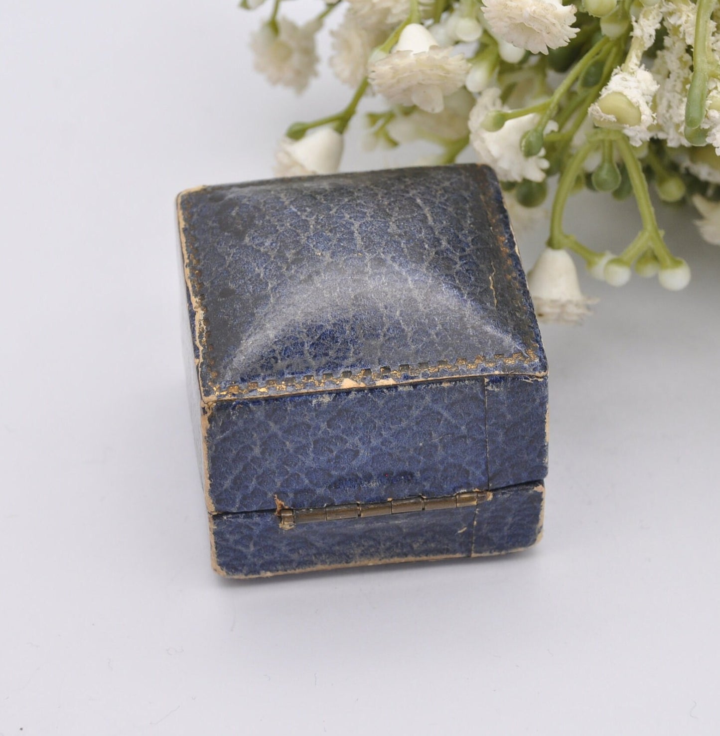 Vintage Leatherette Blue Ring Box - Frank M Johnson Jeweller Kings Lynn | Silk and Velvet Lined