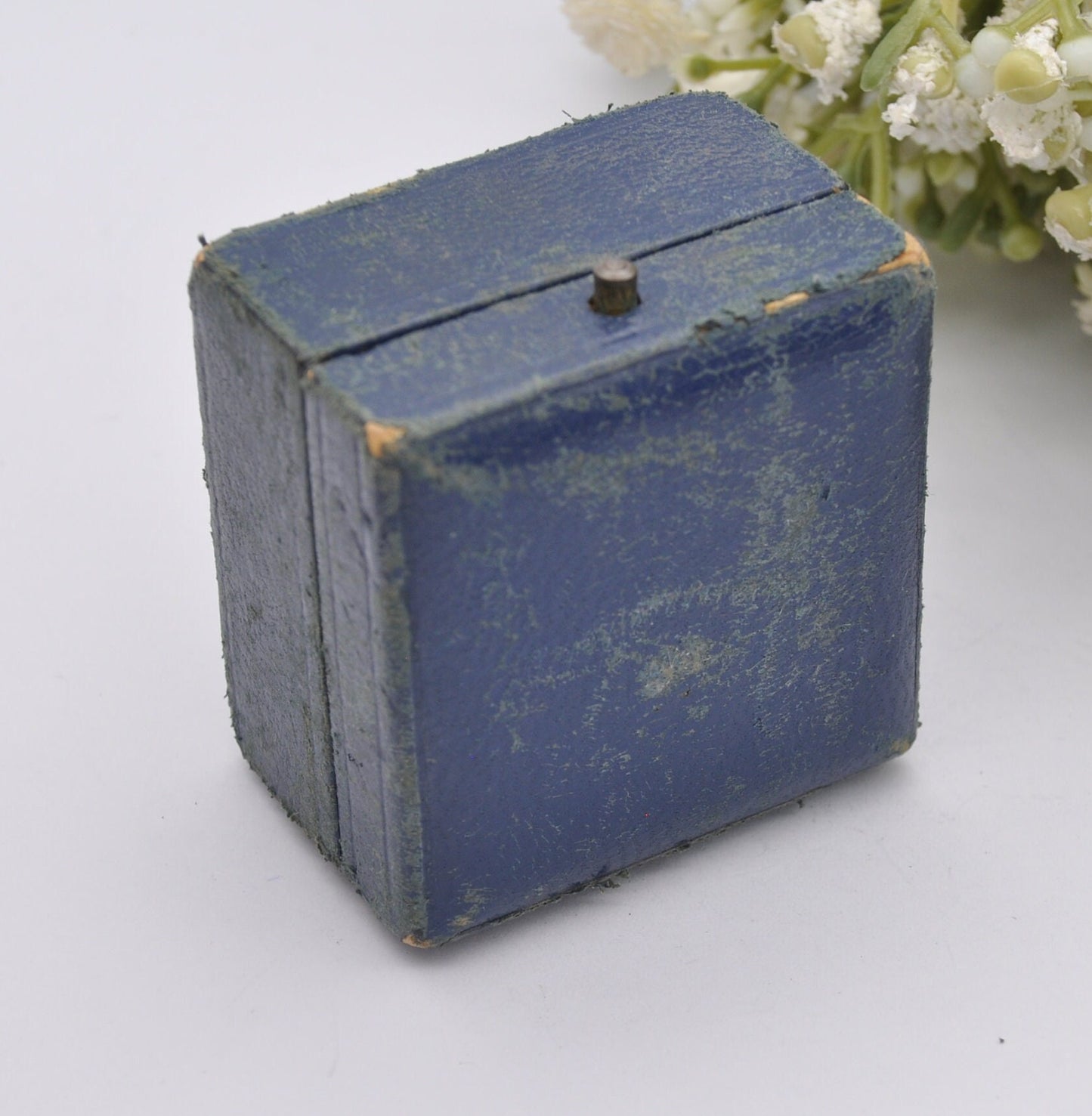 Vintage Blue Leather Ring Box with Gold Tooling - John D. Eaton Jewellers Derby | Silk and Velvet Lined