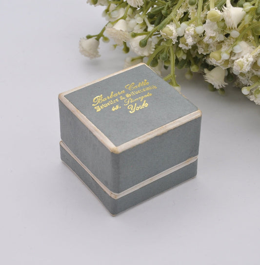 Vintage Blue and Gold Ring Box Carboard Box - Barbara Cattle Jeweller & Silversmith | 65 Stonegate York