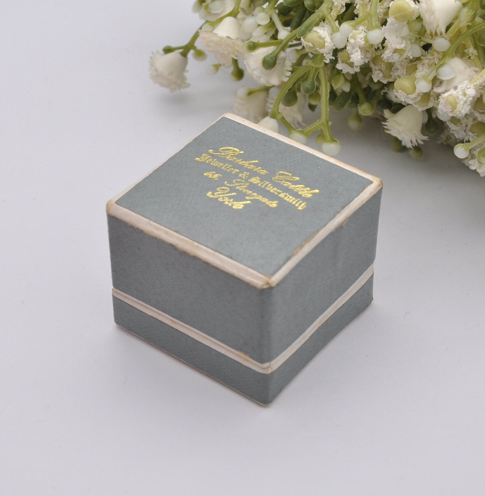 Vintage Blue and Gold Ring Box Carboard Box - Barbara Cattle Jeweller & Silversmith | 65 Stonegate York