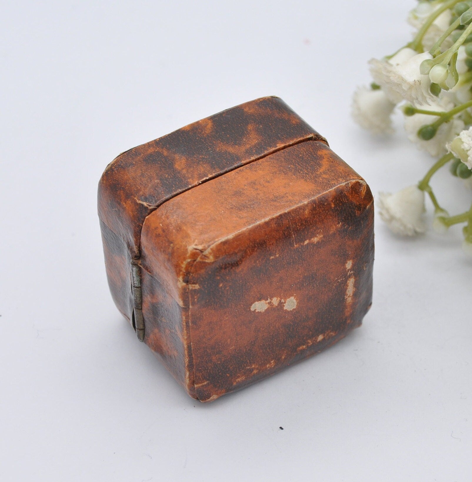 Antique Ring Box with Gold Tooling - Faux Tortoiseshell Effect | A. E. Hopper York Jewellers | Silk and Velvet Lined