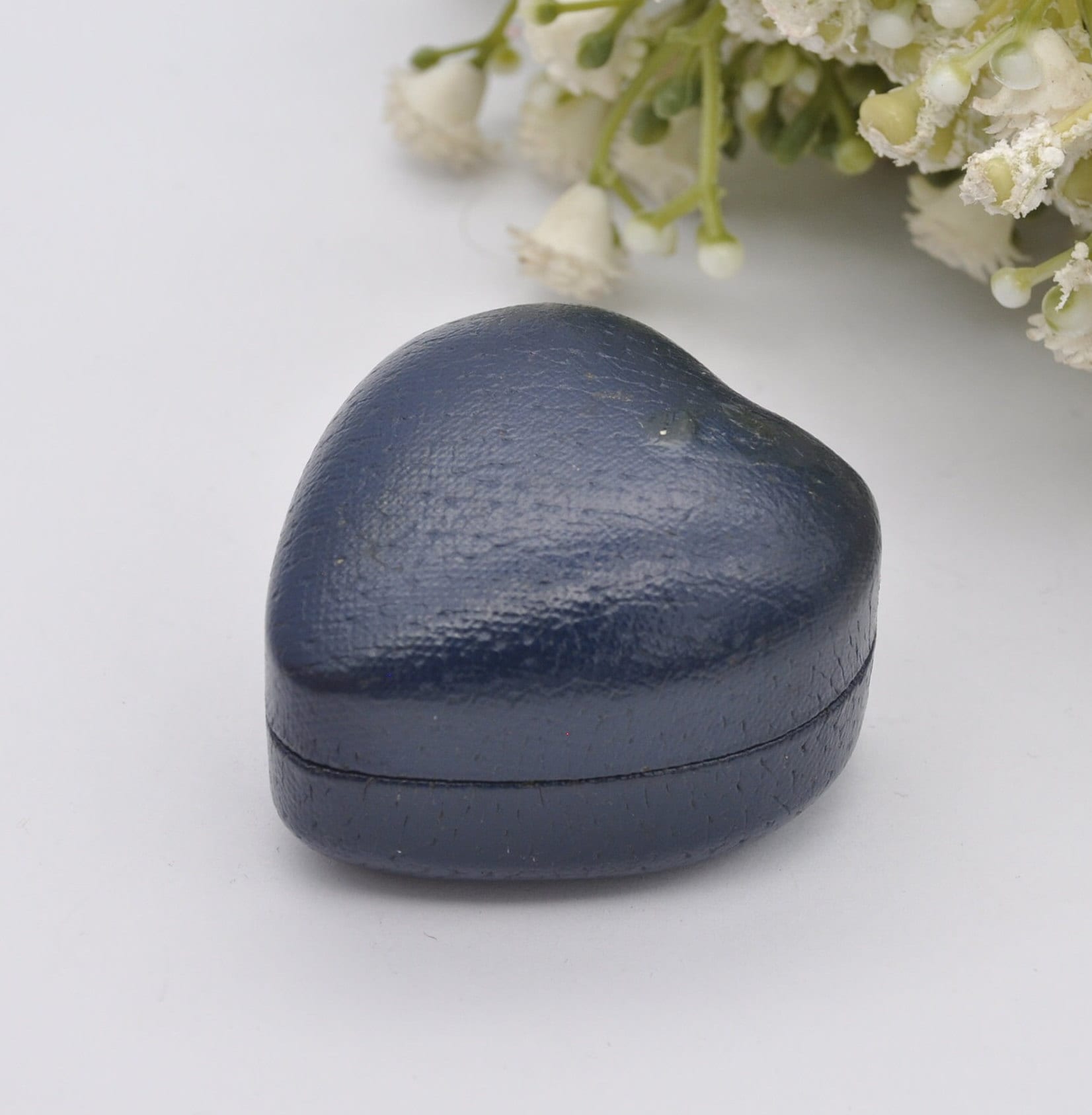 Vintage Blue Heart Ring Box - Lumbers Jewellers Banbury & Leicester | Velvet Lined | Leatherette