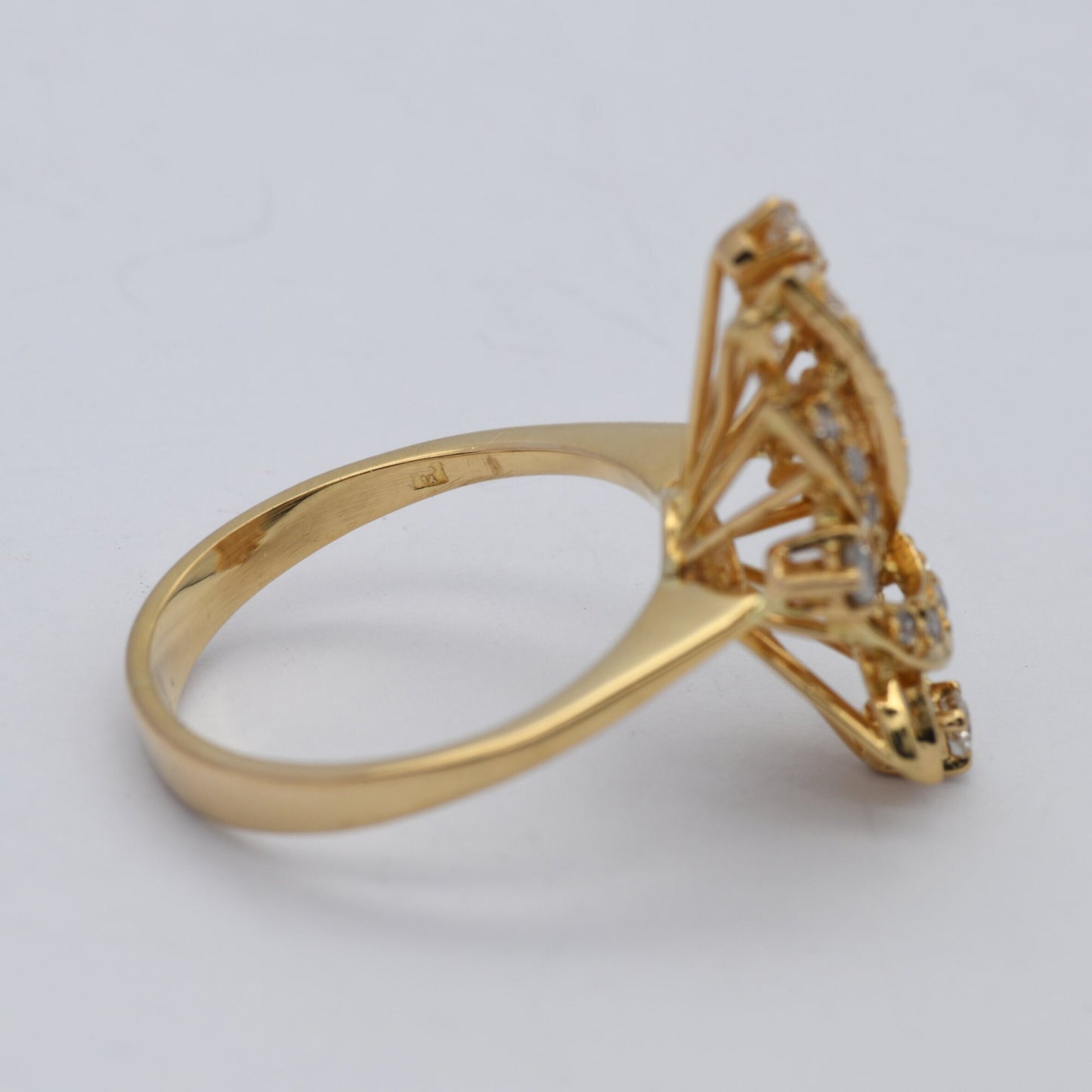 Vintage 18ct Gold Diamond Cocktail Ring - Ornate Statement Cluster Egyptian Gold Ring | UK Size - N | US Size - 6 3/4