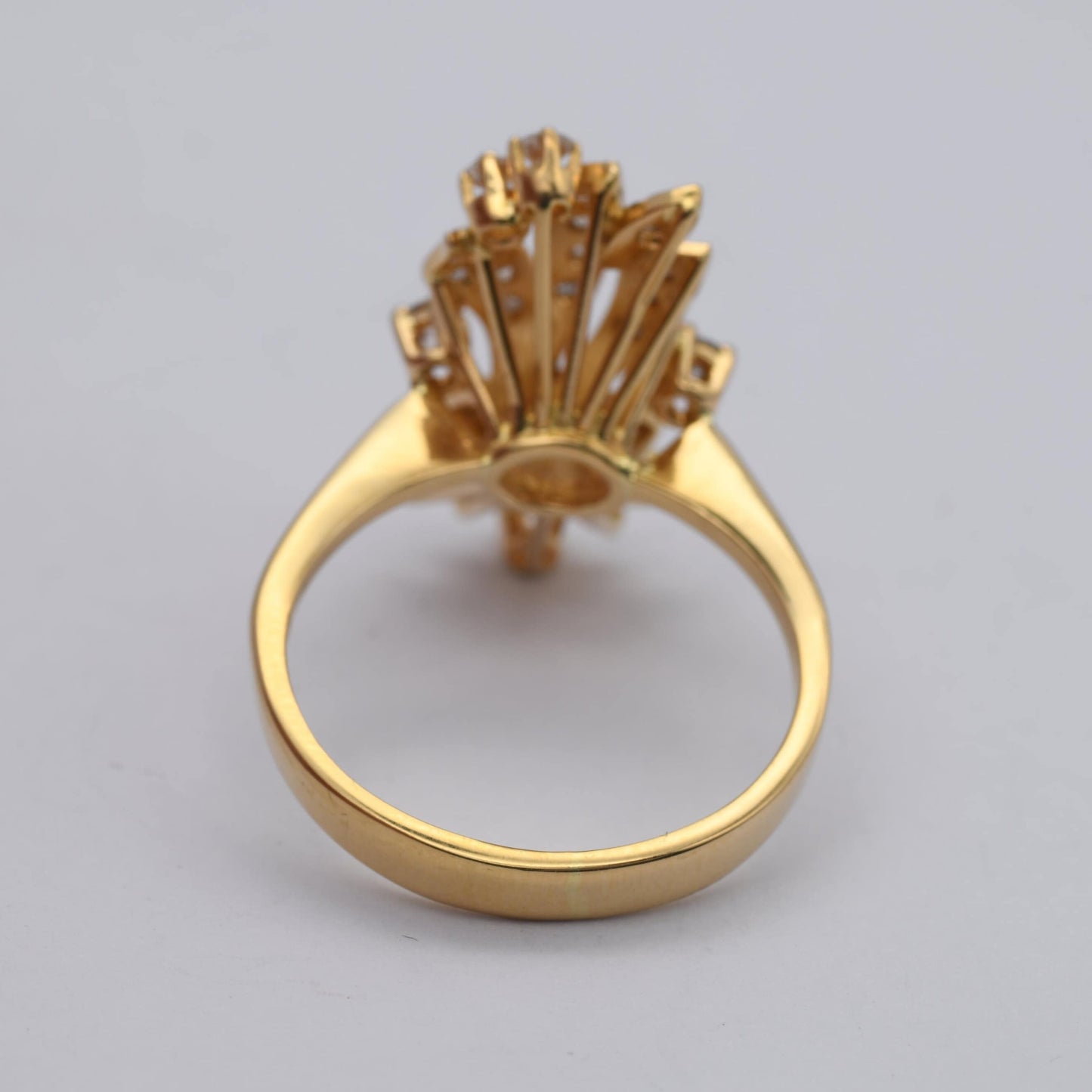 Vintage 18ct Gold Diamond Cocktail Ring - Ornate Statement Cluster Egyptian Gold Ring | UK Size - N | US Size - 6 3/4