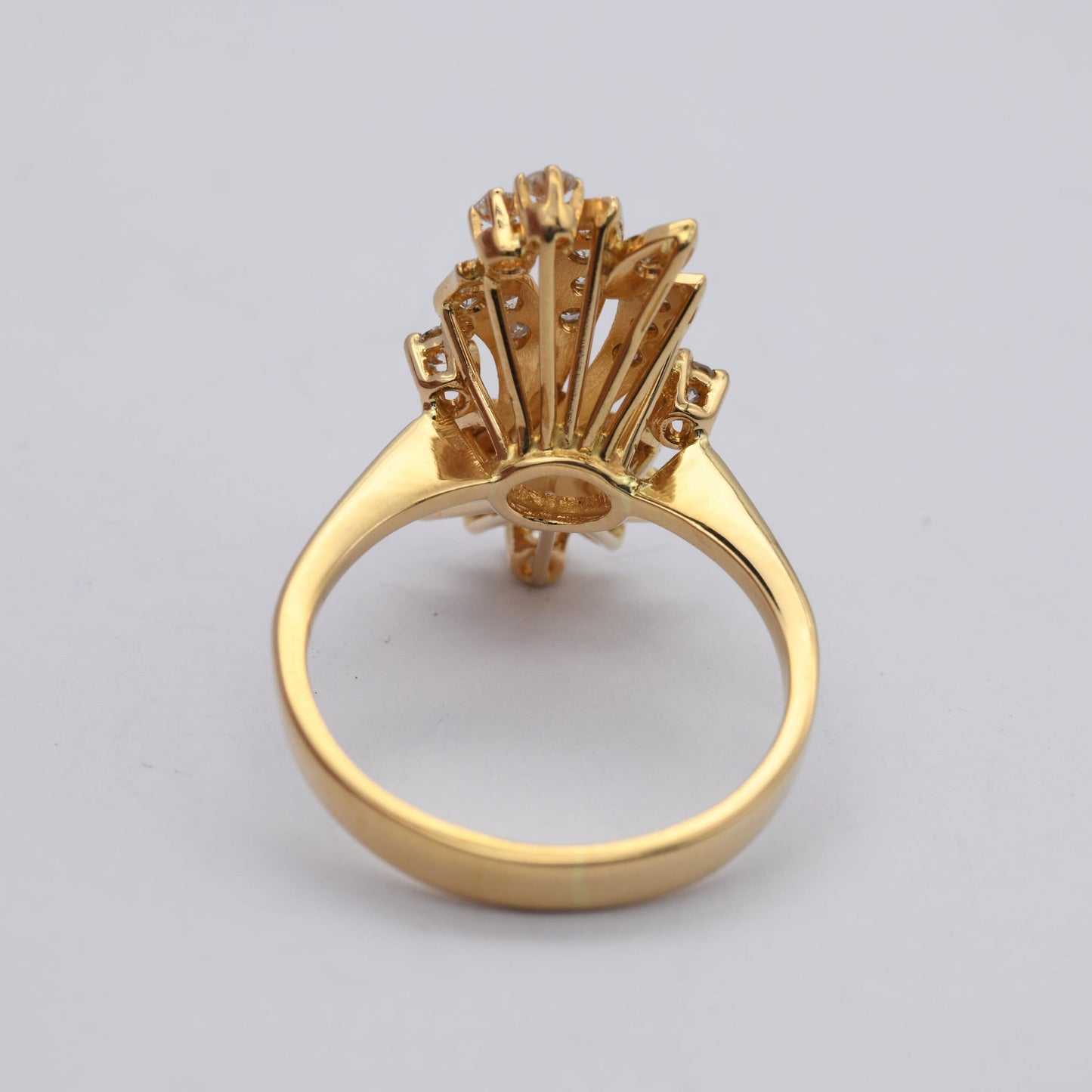 Vintage 18ct Gold Diamond Cocktail Ring - Ornate Statement Cluster Egyptian Gold Ring | UK Size - N | US Size - 6 3/4