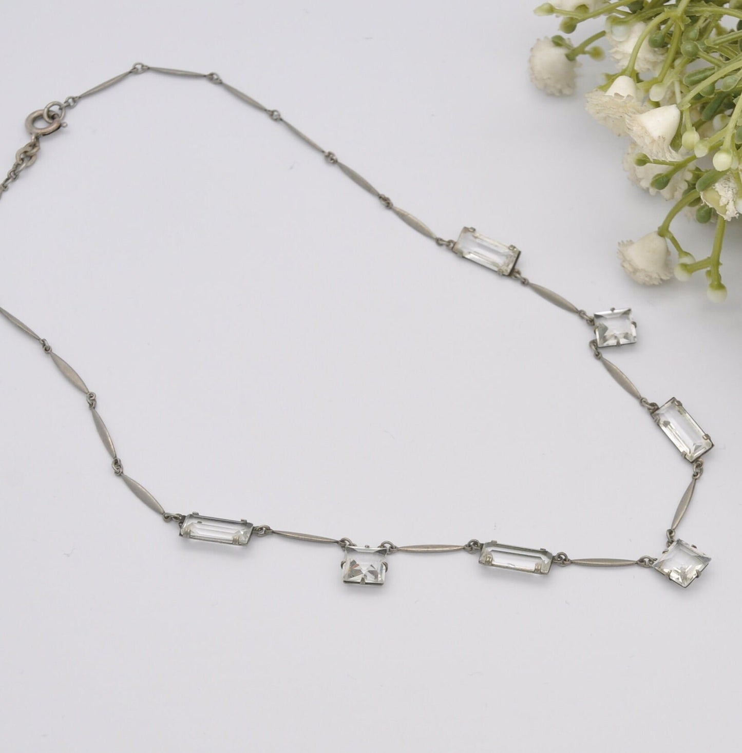 Vintage Art Deco Crystal Paste Novoplatin Necklace by Rodi Wienenberger - Collar Choker Length 15" 38.5cm