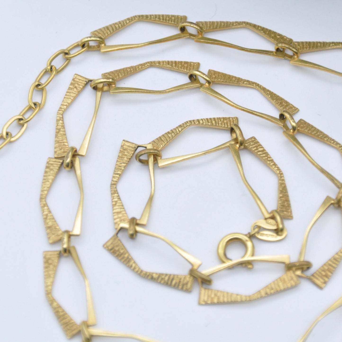 Vintage German Rolled Gold Choker Necklace by Friedrich Speidel SP - Mid-Century Designer | Textured Panels | 42cm 16.5" Adjustable