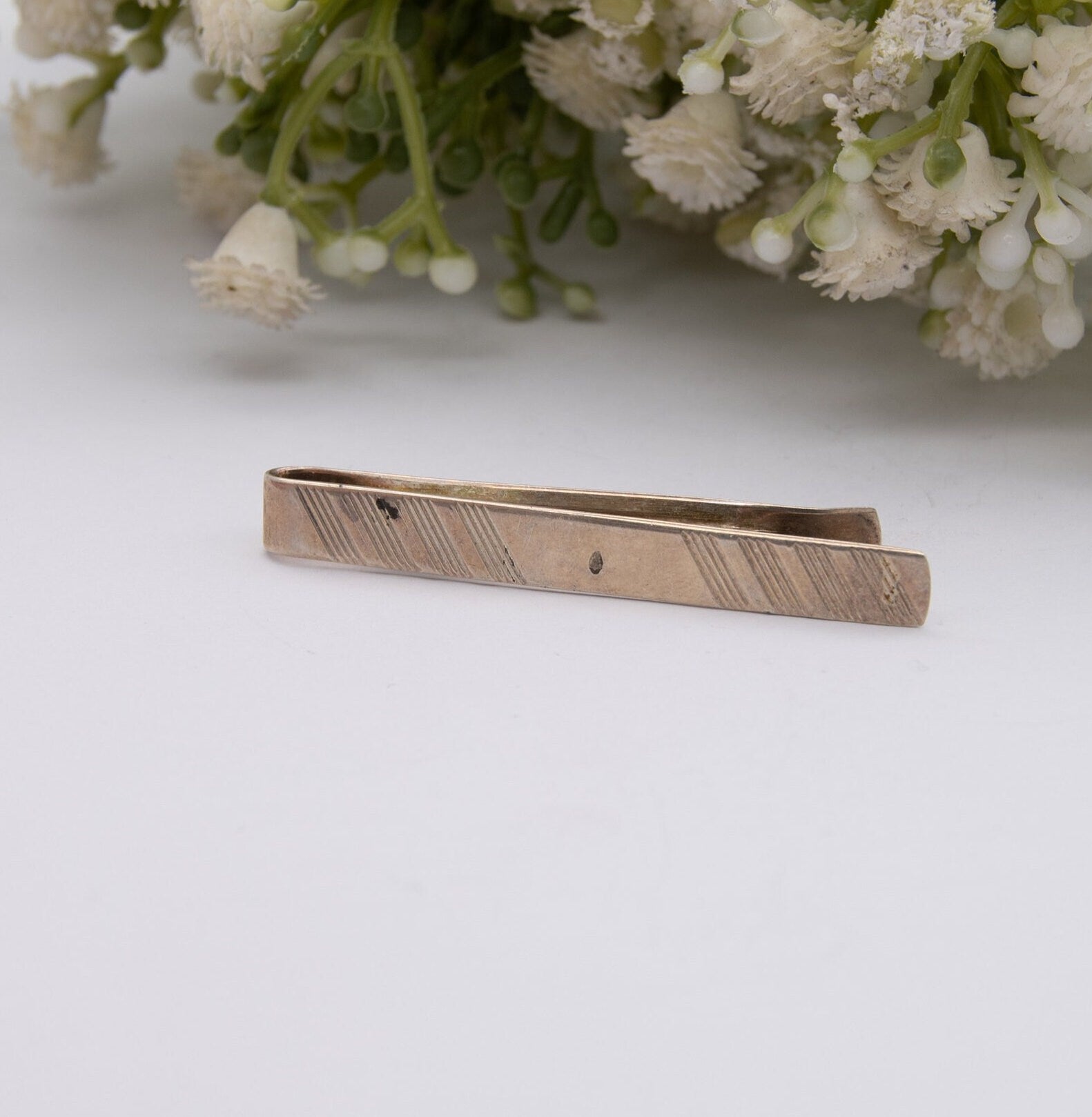 Vintage Silver Tie Clip - Professional Mid-Century Men's Tie Slide