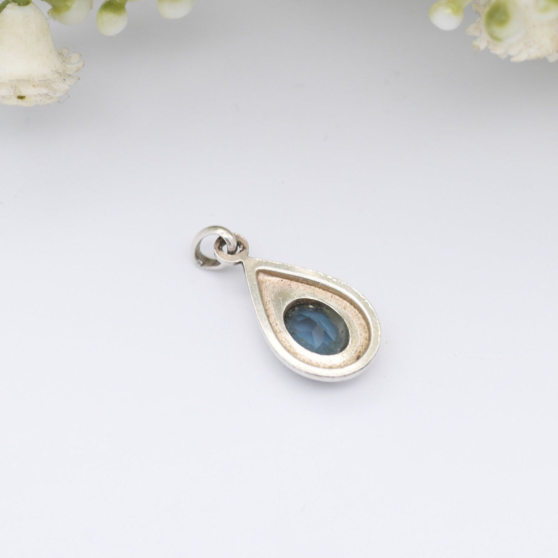 Vintage Andreas Daub A*D Sterling Silver Blue Paste Pendant - Minimal Mid-Century Modernist