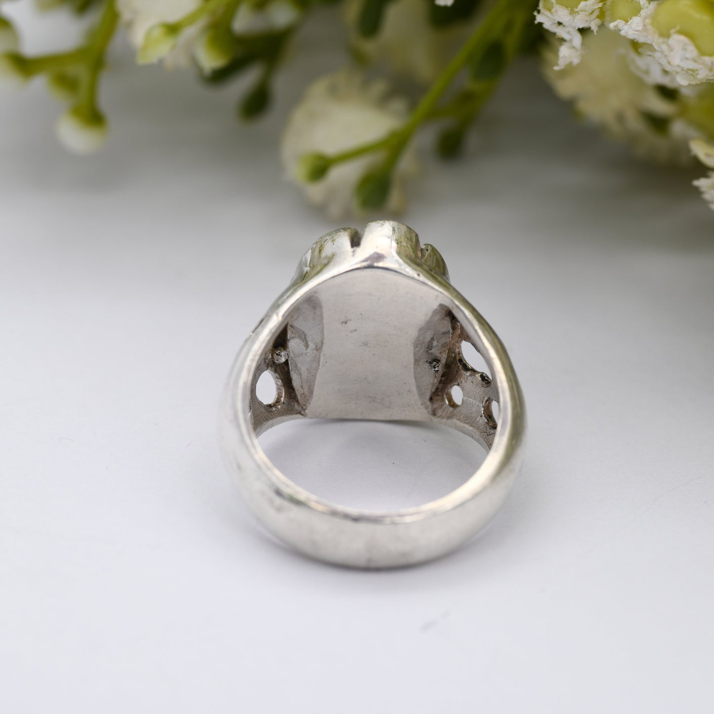 Vintage Chunky Sterling Silver Mid-Century Ring 1971 - Brutalist Architectural | Sculptural Crater Design | UK Size M 1/2 | US Size 6 1/2