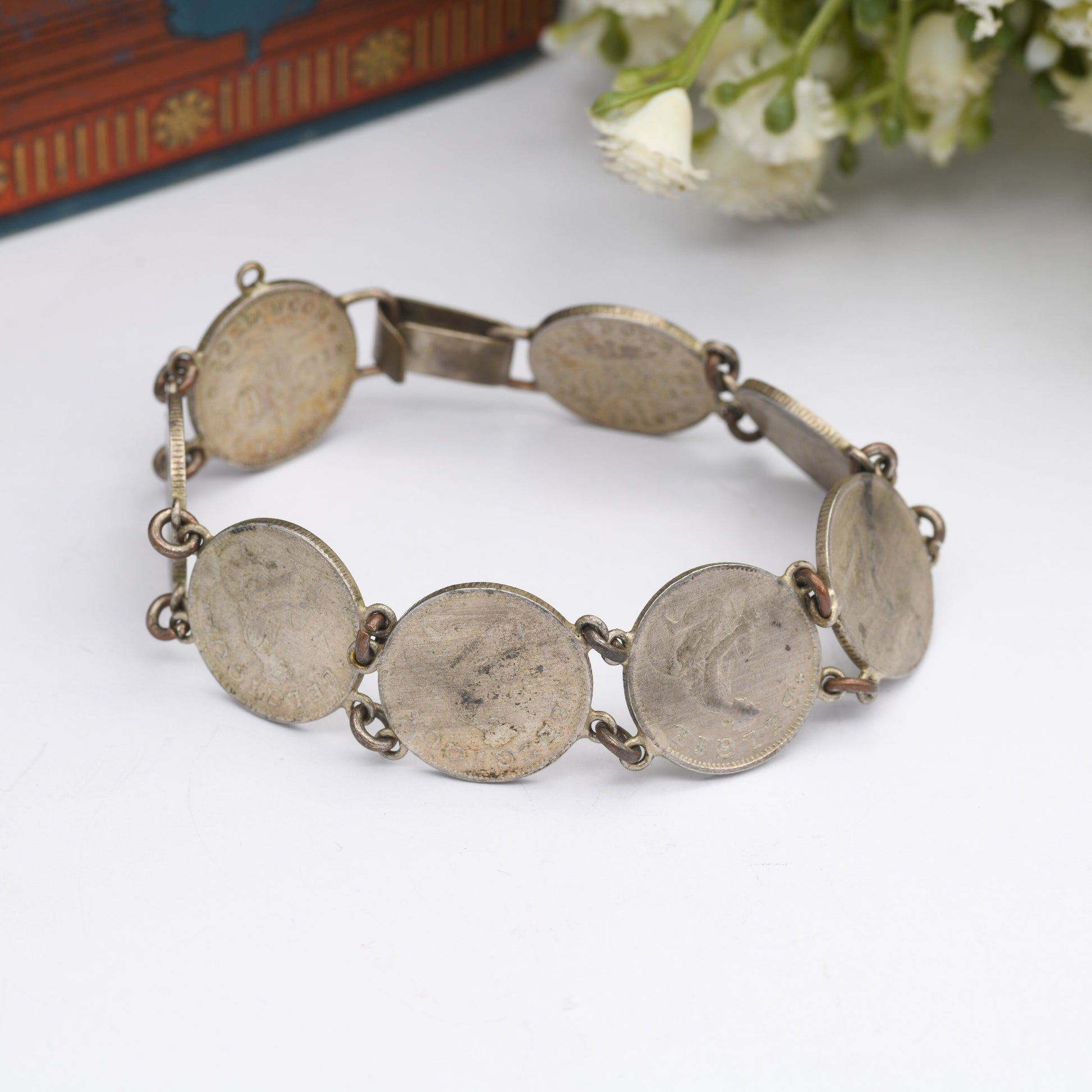 Antique Belgian Coin Bracelet 50 Centimes - 1923 to 1933 | French Text | Dutch Text | Vintage Coin Jewellery