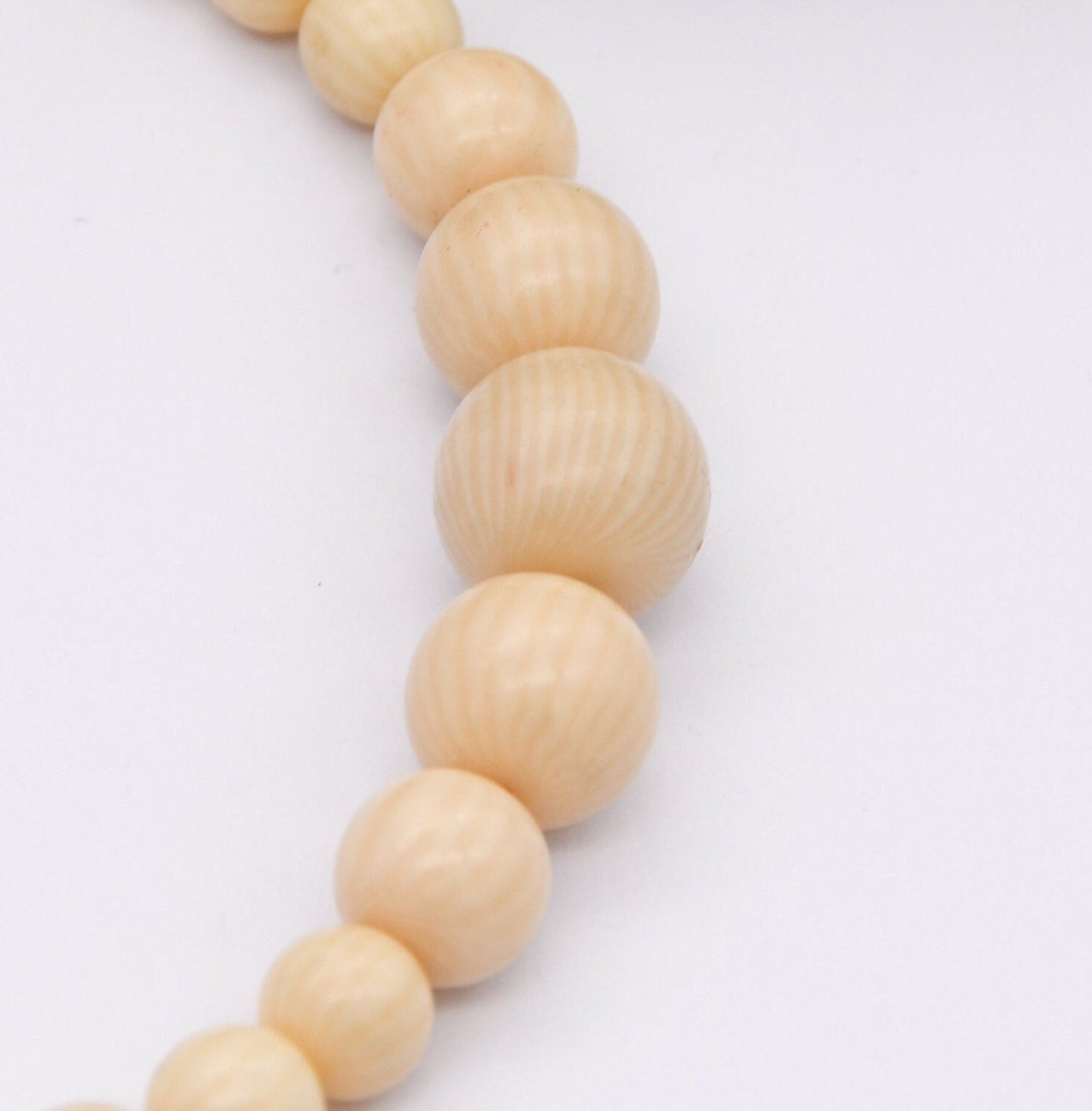 Vintage Ivorine Bead Necklace - Fake Ivory Early Plastic Costume Jewellery