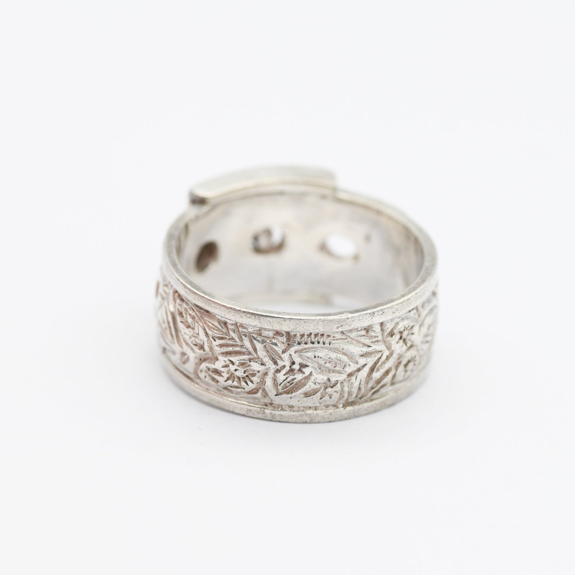 Vintage Sterling Silver Buckle Ring 1975 - Mid-Century Victoriana | Unisex Large Belt Ring Ornate Band | UK Size - U 1/2 | US Size - 10 1/4