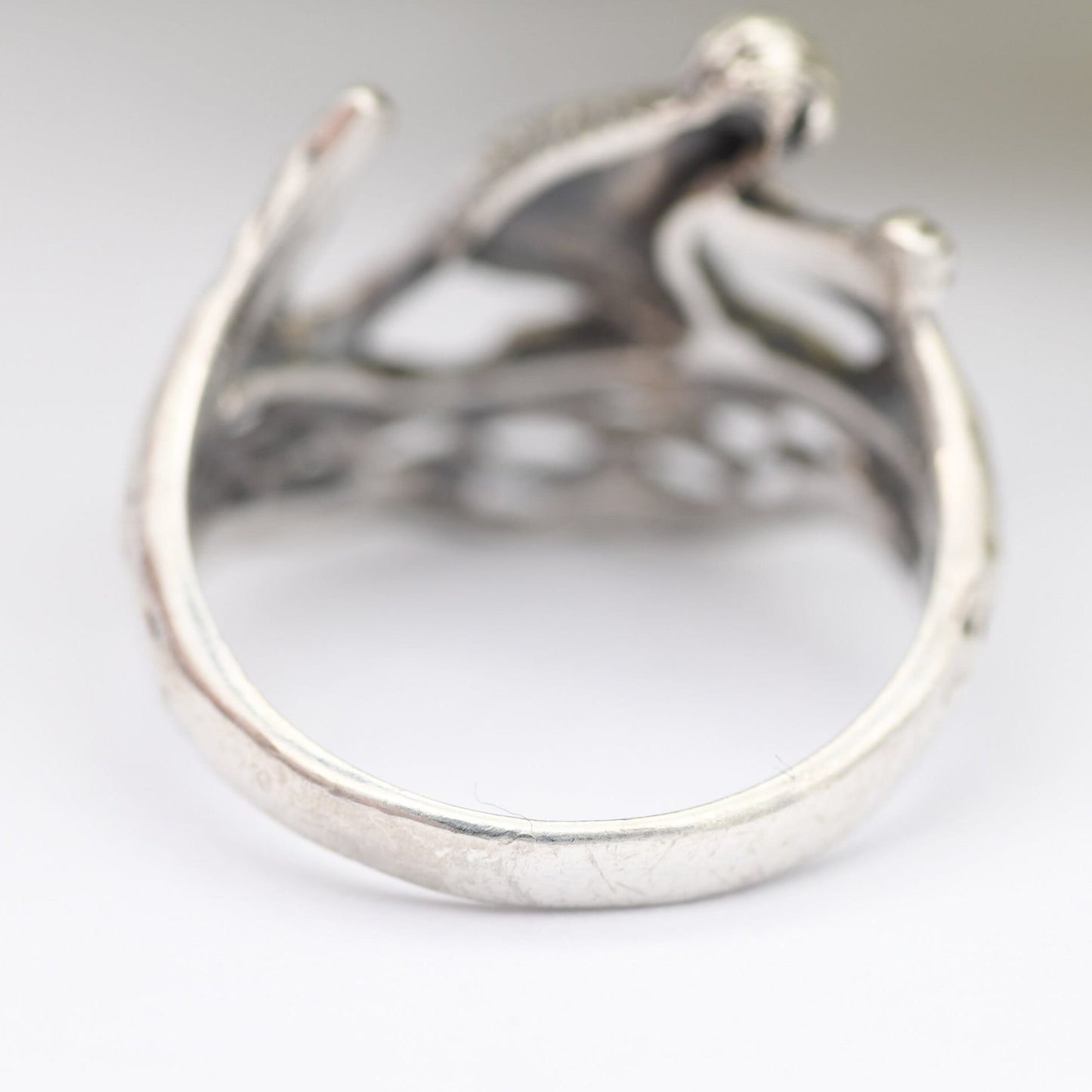 Vintage Sterling Silver Monkey Ring - Openwork Monkey on a Branch | Novelty Animal Jewellery | Nature Gift | UK Size - L | US Size - 5 3/4