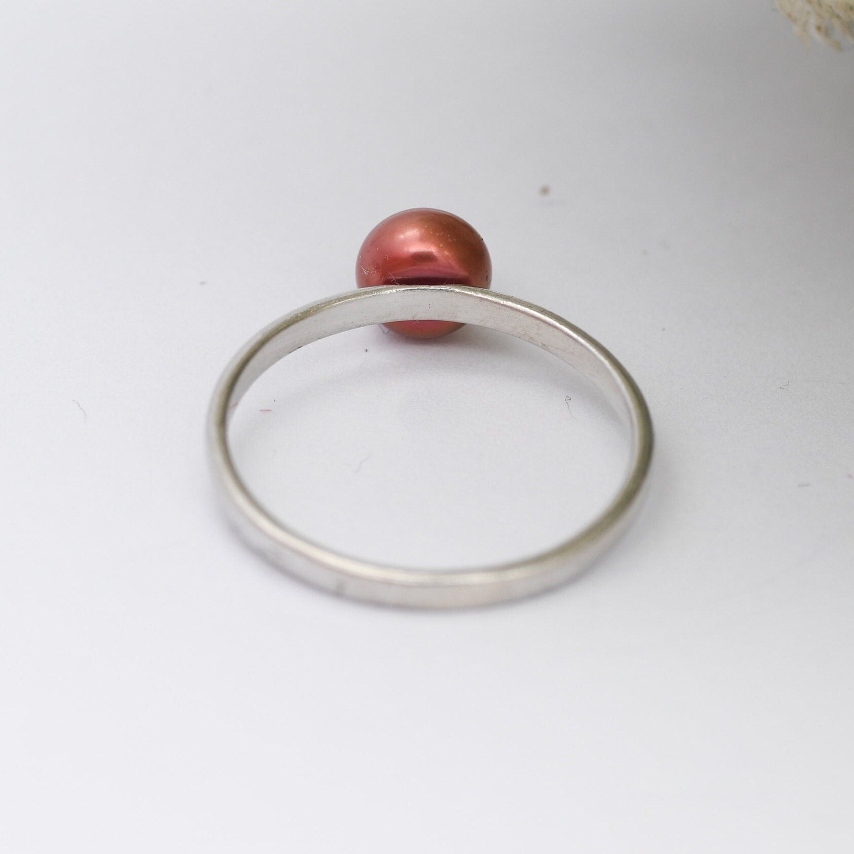 Sterling Silver Honora Pearl Ring - Copper Peach Colour Cultured Pearl | UK Size - M | US Size - 6 1/4