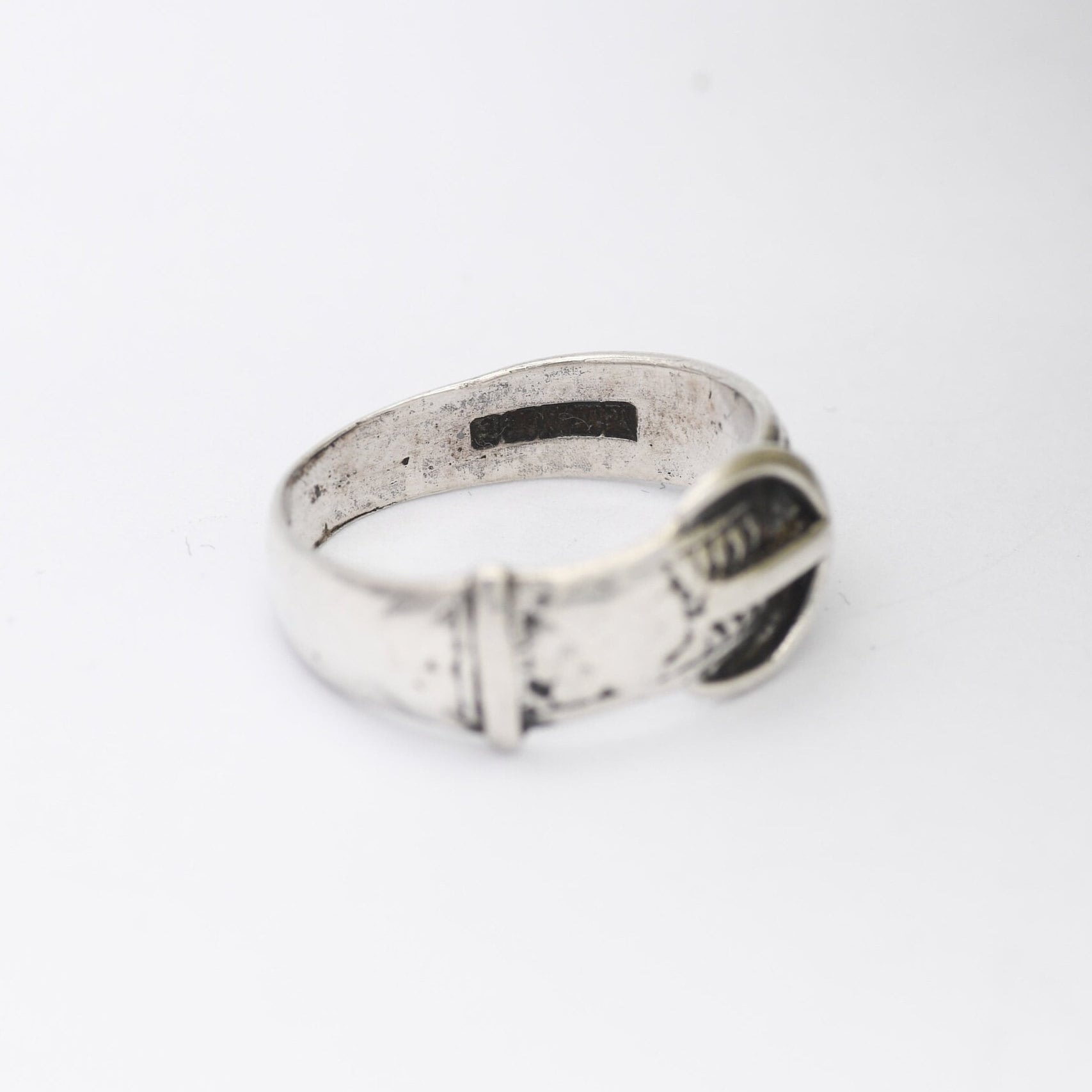 Vintage Sterling Silver Buckle Ring 1979 - Mid-Century Victorian Style | Unisex Belt Ring | Small Size | UK Size - H | US Size - 3 3/4