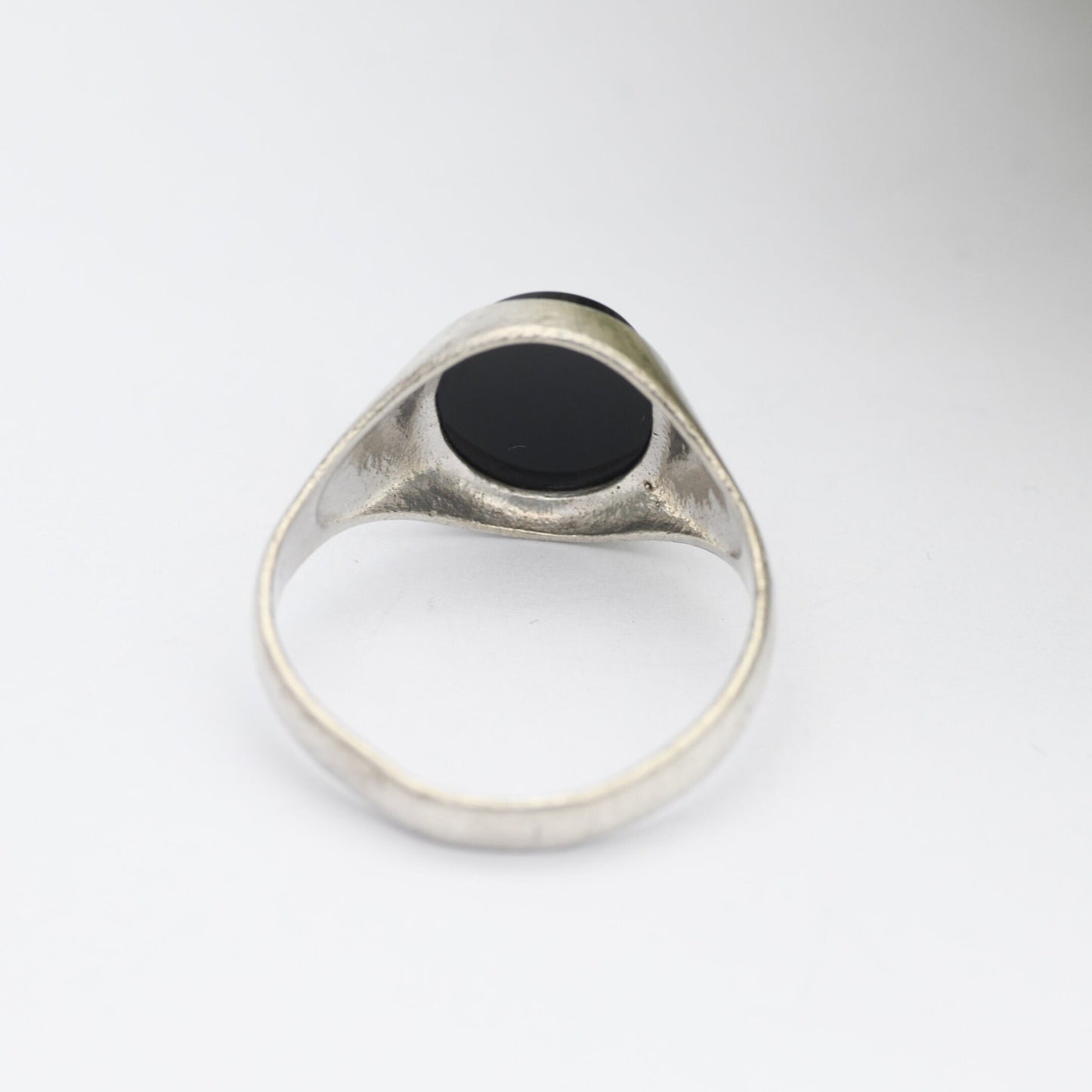 Vintage Sterling Silver Onyx Signet Ring - Chunky Large Unisex Jewellery | UK Size - U 1/2 / US Size - 10 1/4