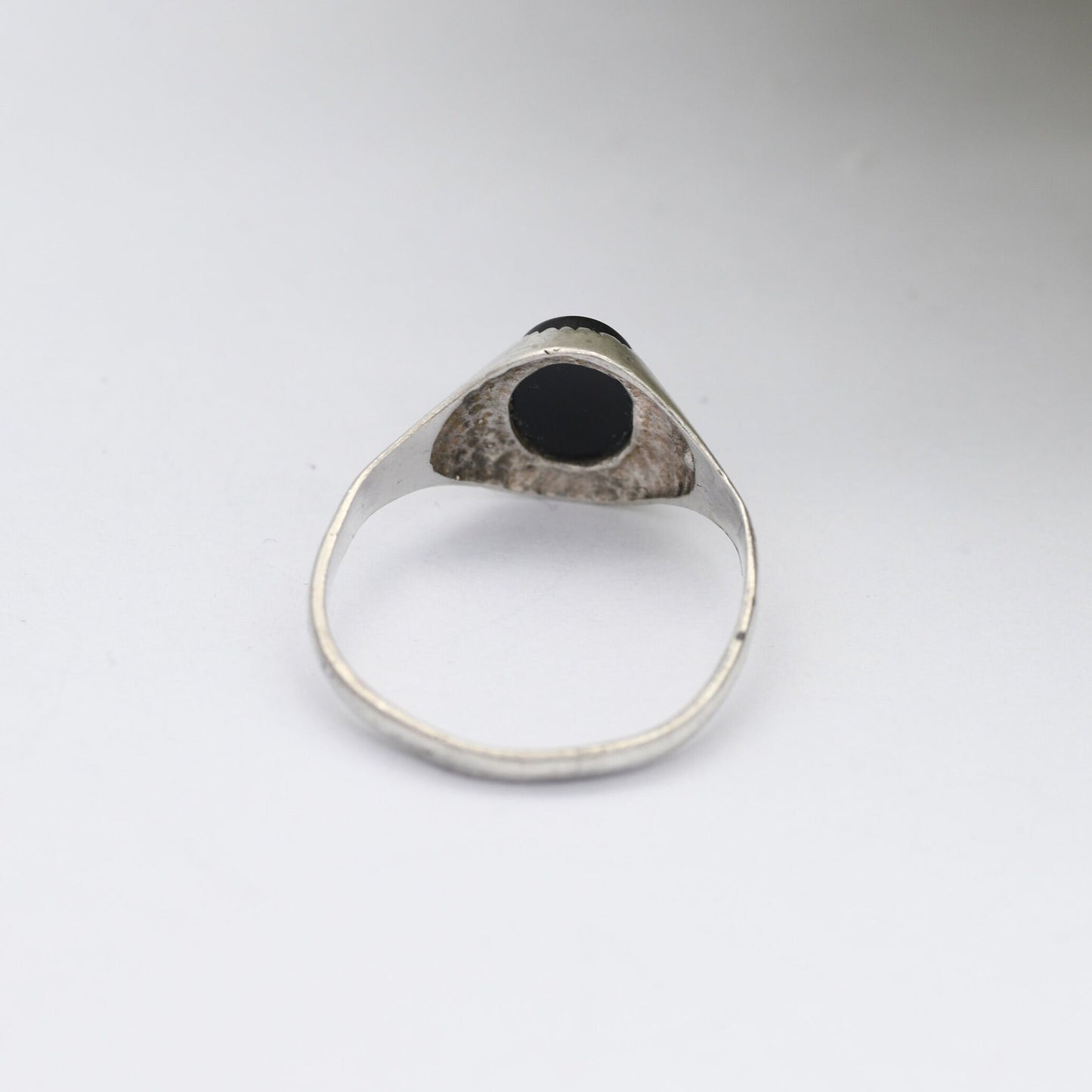 Vintage Sterling Silver Onyx Signet Ring - Unisex Oval Stone Ring | UK Size - O | US Size - 7 1/4