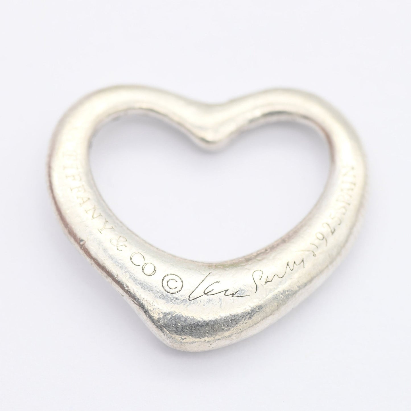 Tiffany & Co Elsa Peretti Open Heart Pendant Sterling Silver - Medium Size 2cm | Signed Designer Jewellery