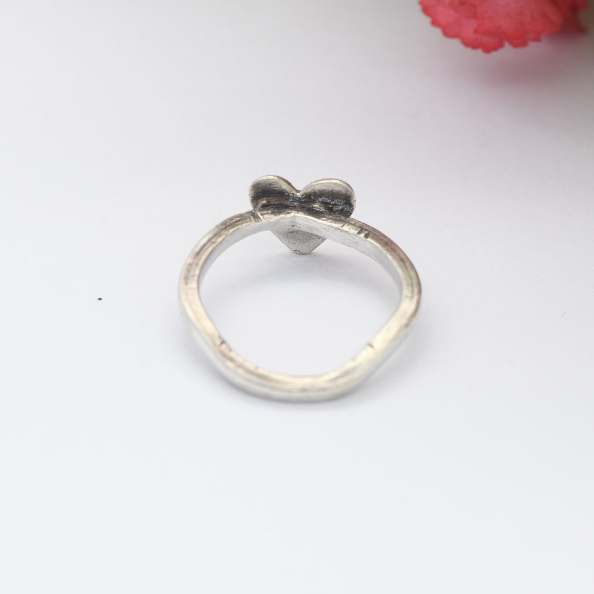 Vintage Silver Heart Ring - Studio Handmade | Small Pinkie Ring | UK Size - F | US Size - 2 3/4