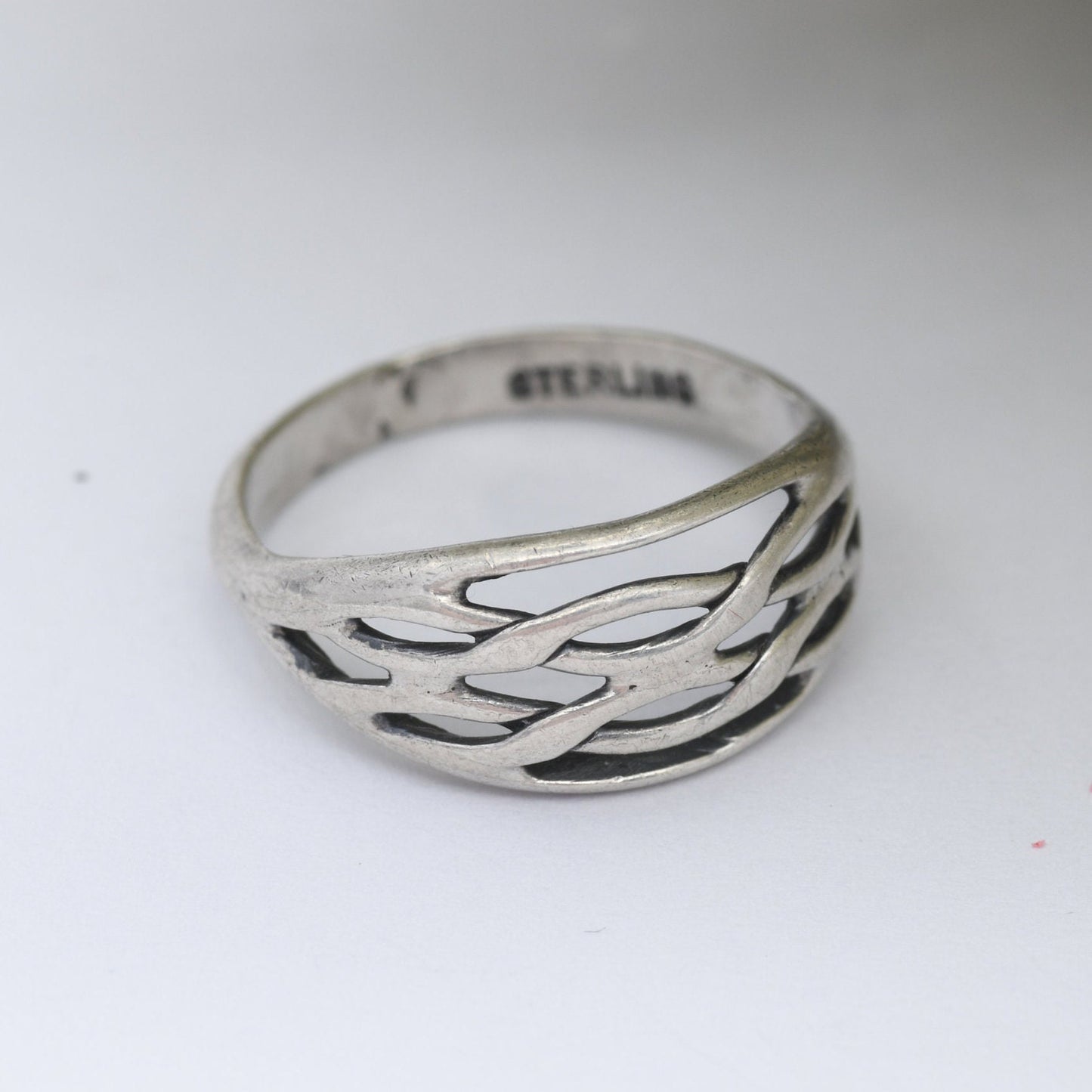 Vintage Sterling Silver Woven Band Ring - Knotted Band Minimalist Ring | Unisex Design | UK Size - J 1/2 | US Size - 5